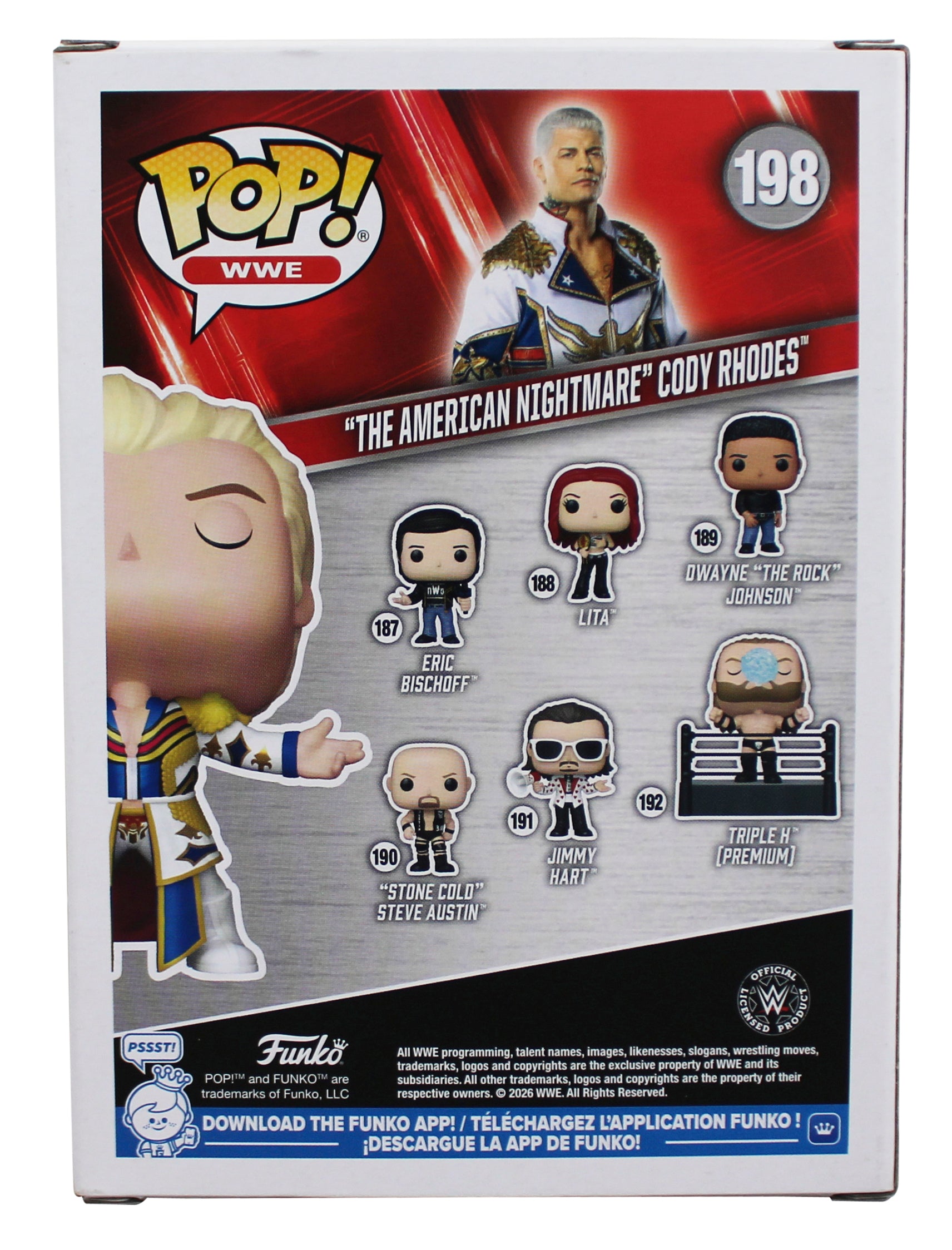 WWE Cody Rhodes Authentic Signed #198 Funko Pop Vinyl Figure JSA #CM04427