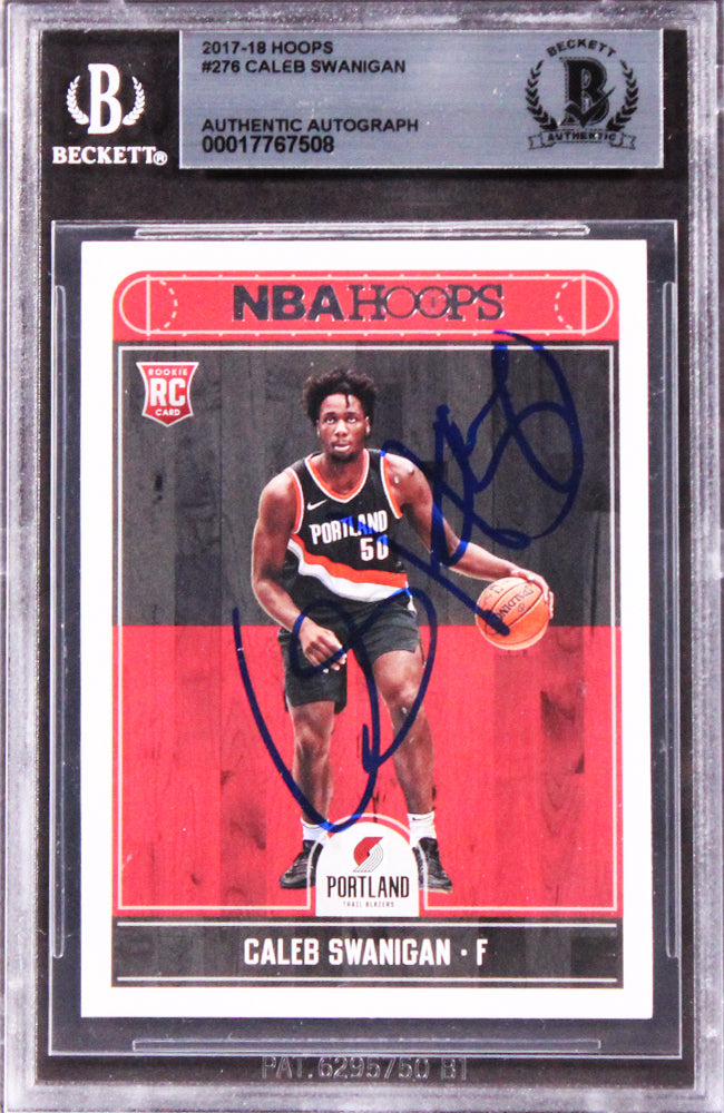 Blazers Caleb Swanigan Authentic Signed 2017 Hoops #276 Rookie Card BAS Slabbed