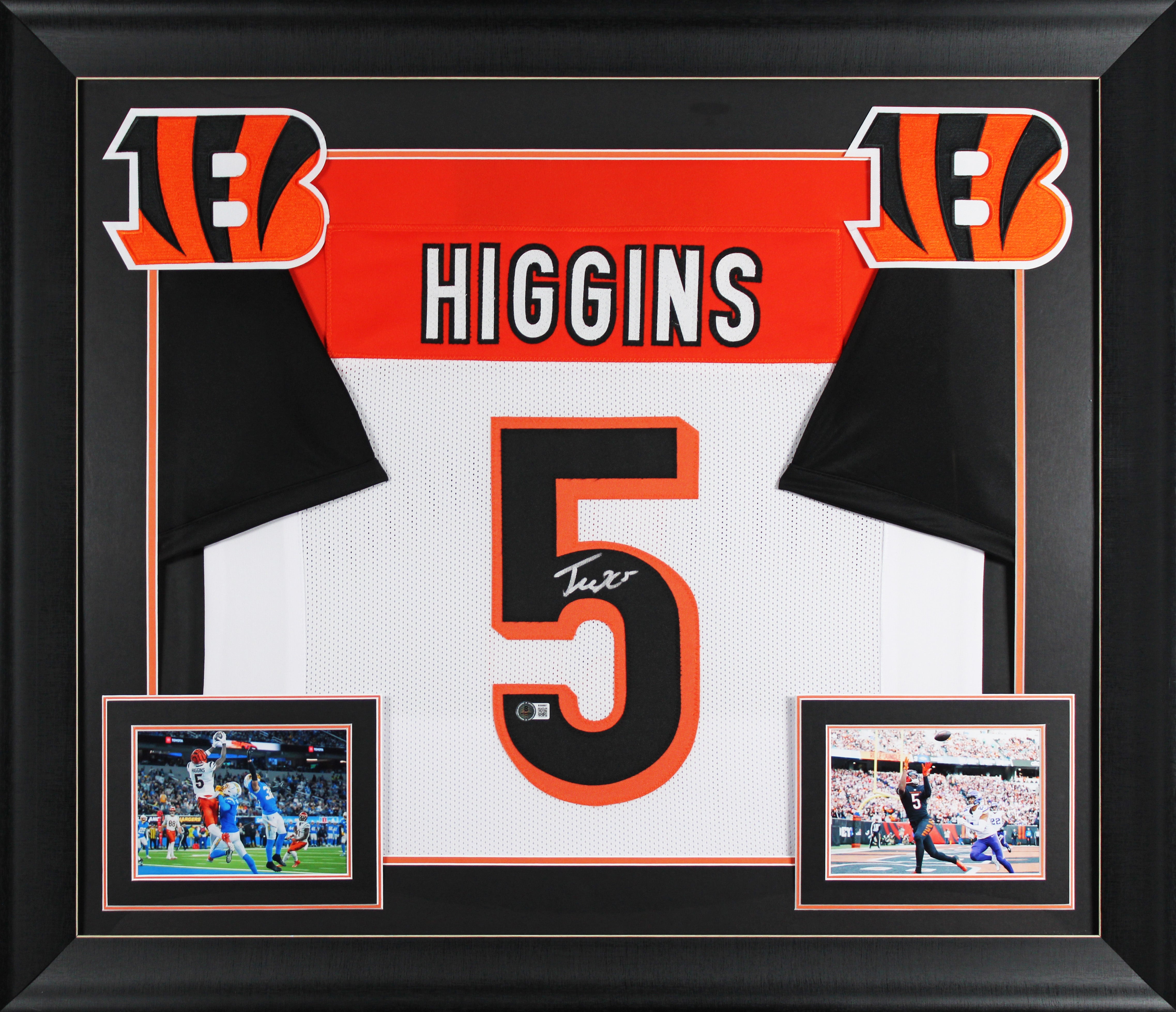 Tee Higgins Authentic Signed White Pro Style Framed Jersey Autographed BAS