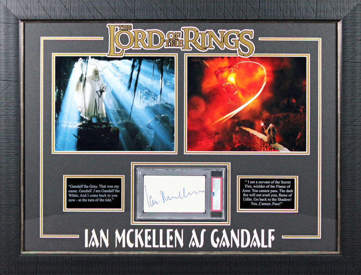 Ian McKellen Lord of the Rings Signed & Framed 3x5 Index Card PSA/DNA Slabbed
