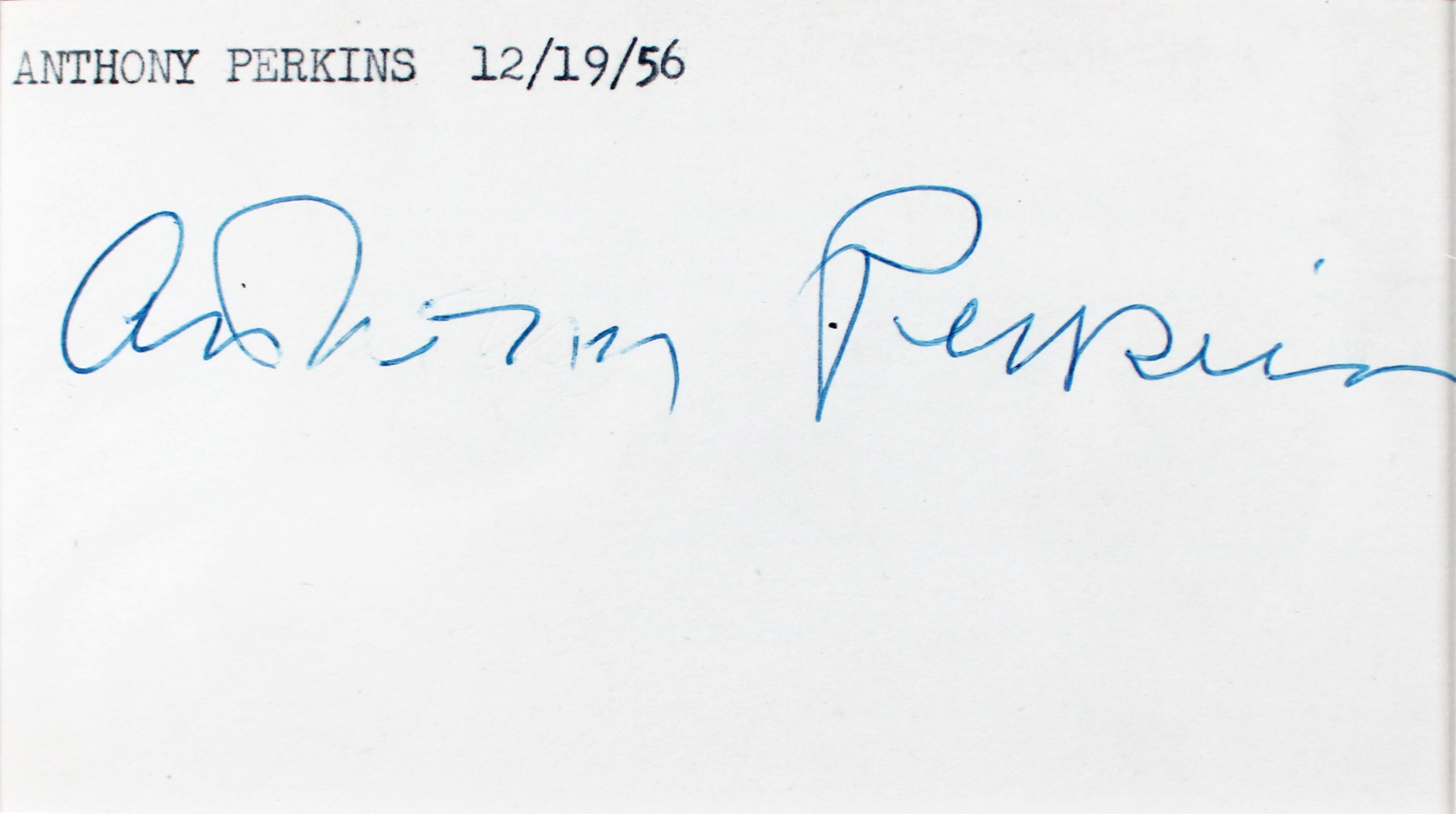 Janet Leigh & Anthony Perkins Psycho Signed & Framed 3x5 Index Card BAS #AE09345