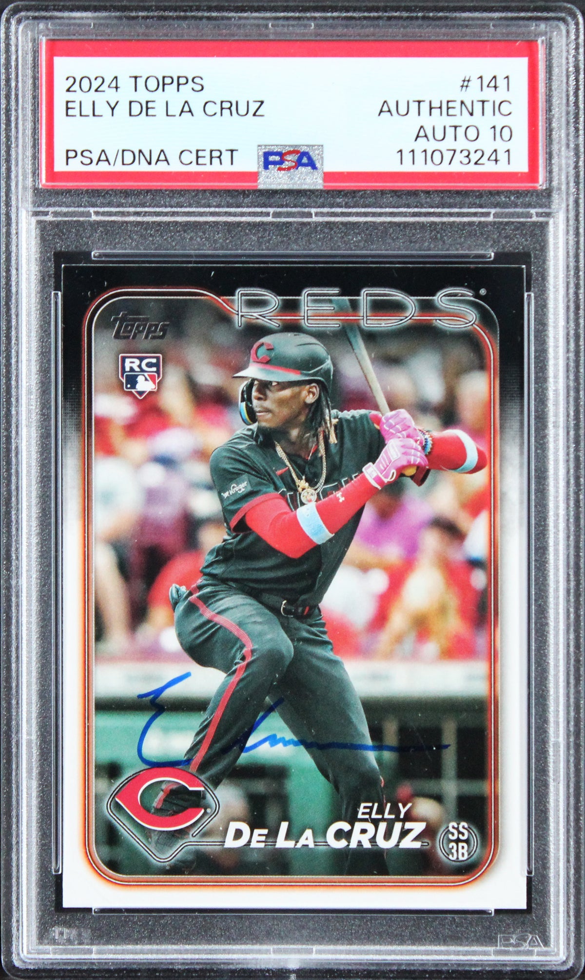 Reds Elly De La Cruz Signed 2024 Topps #141 Rookie Card Auto 10! PSA/DNA Slabbed