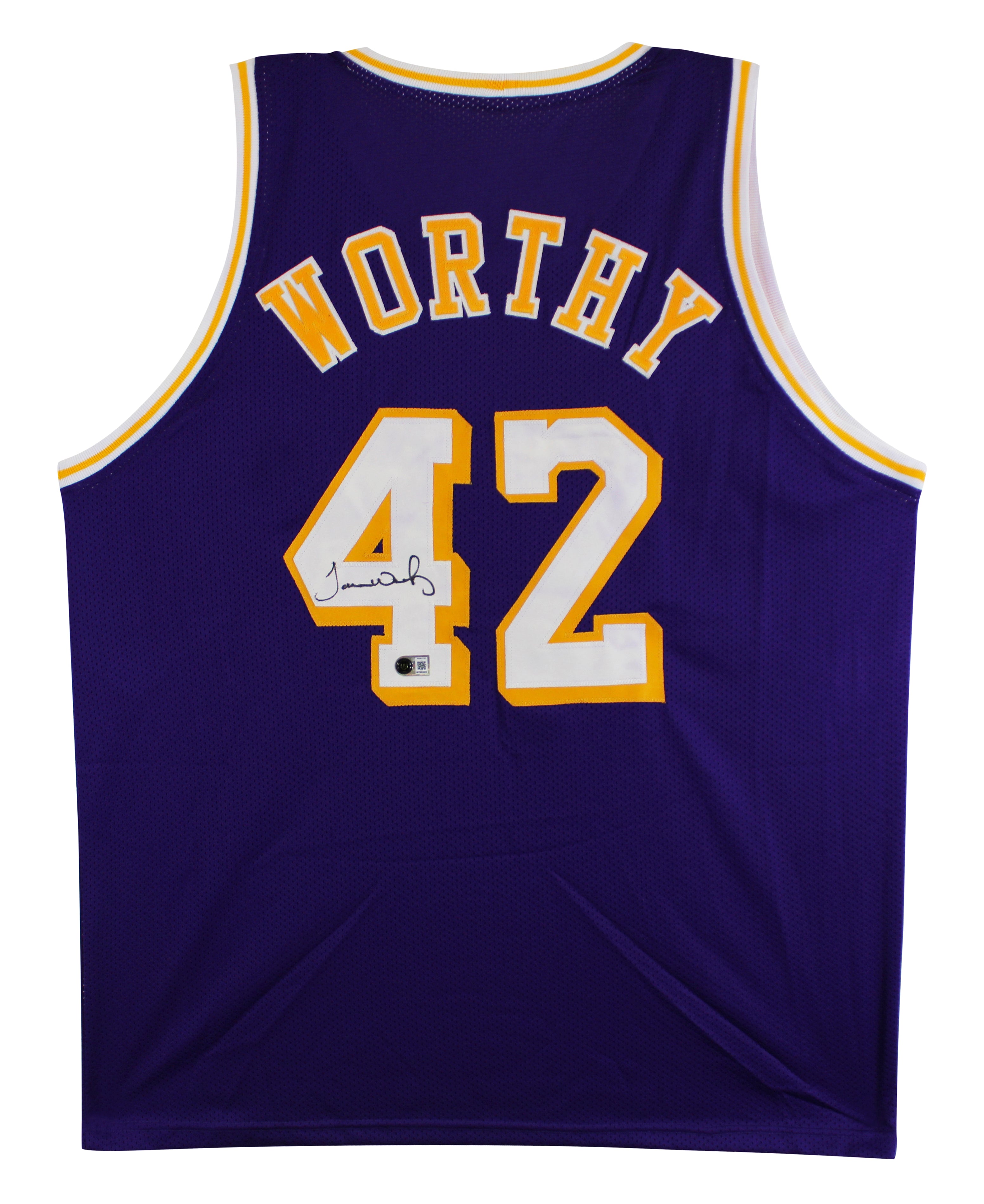 James Worthy Authentic Signed Purple Pro Style Jersey Autographed BAS Witnessed