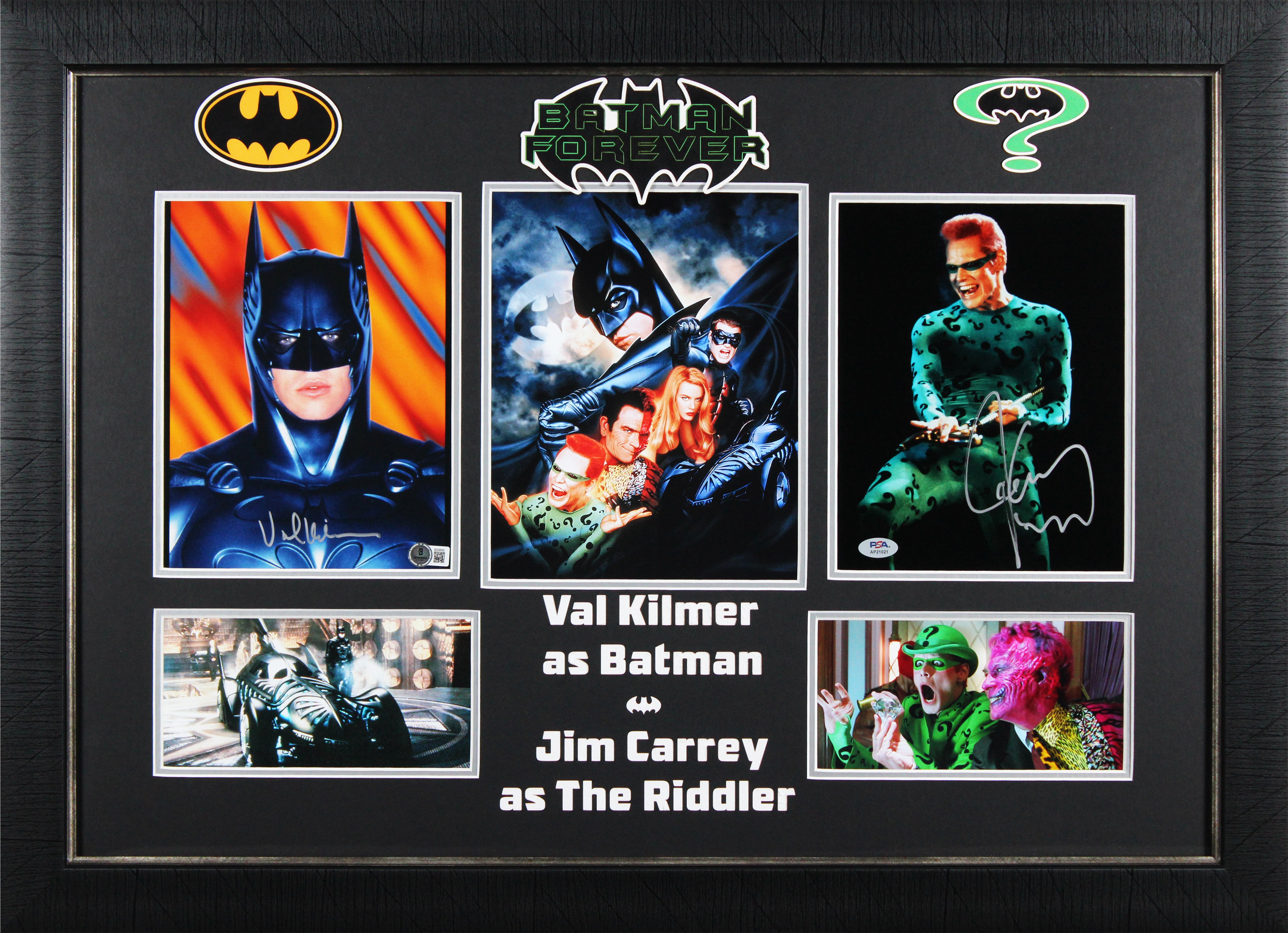 Val Kilmer & Jim Carrey Batman Forever Signed 8x10 Photo Framed Display BAS PSA
