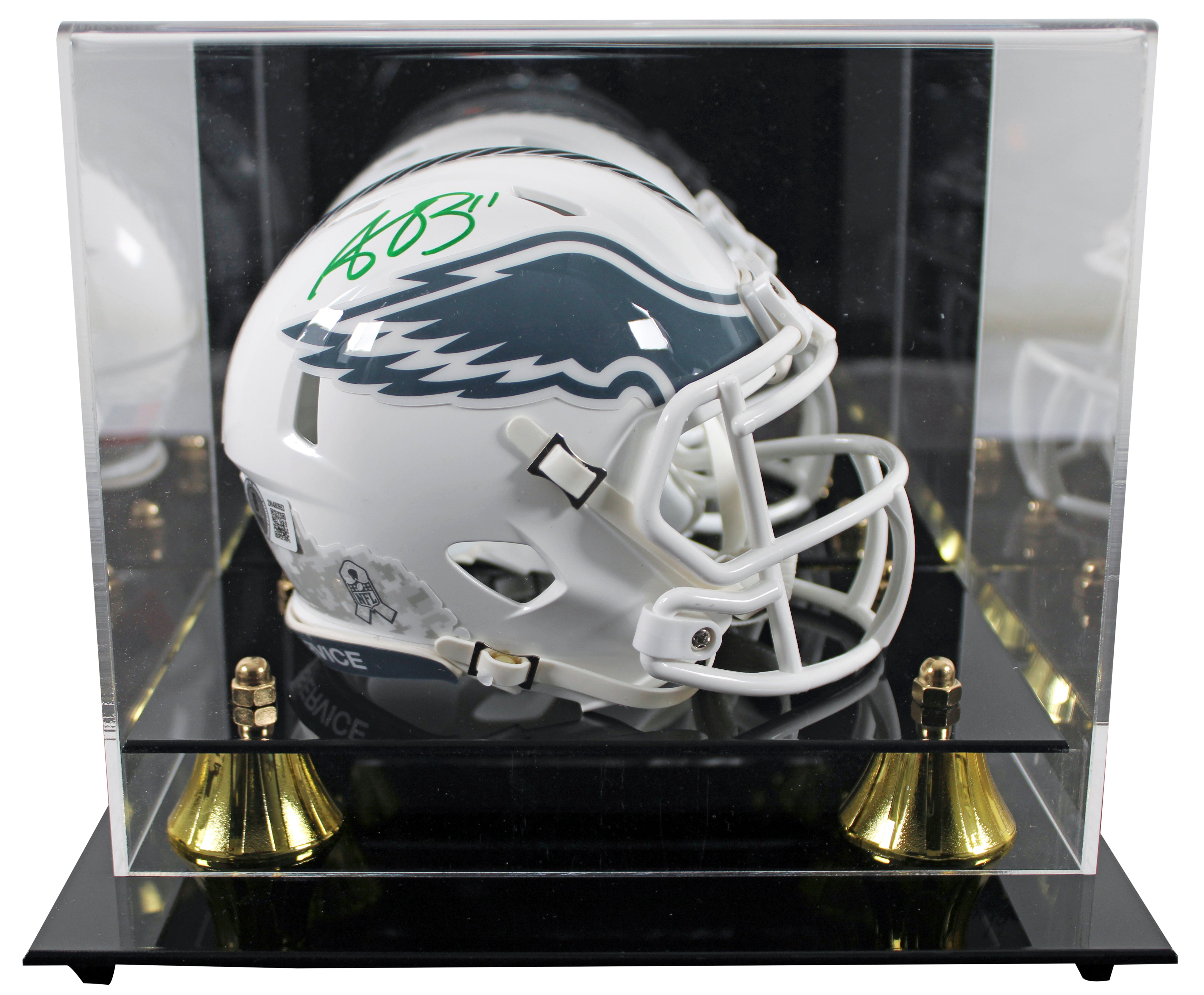 Eagles A.J. Brown Signed STS III Speed Mini Helmet W/ Case BAS Witnessed