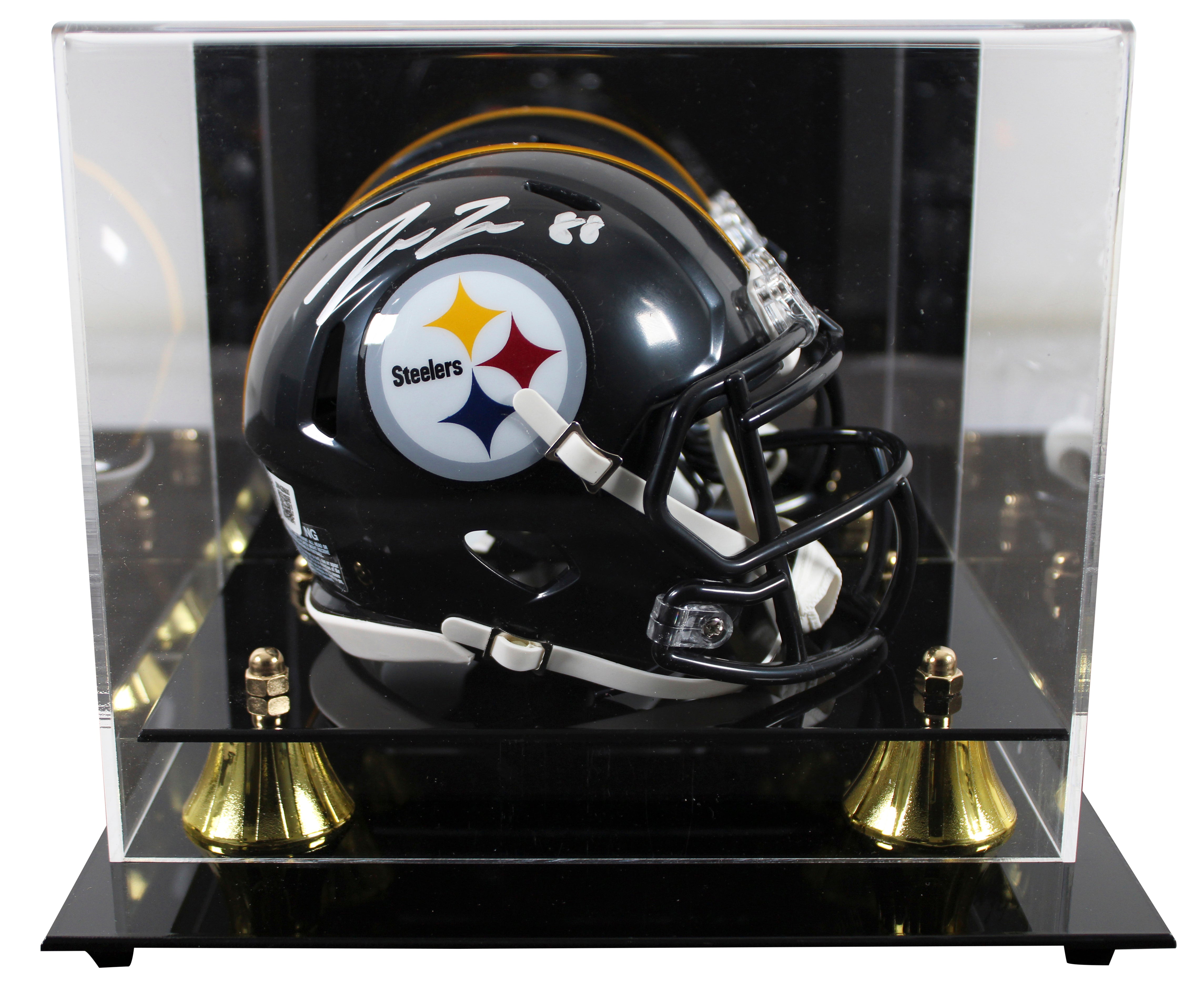 Steelers Pat Freiermuth Signed Speed Mini Helmet W/ Case W/ Silver Sig BAS Wit