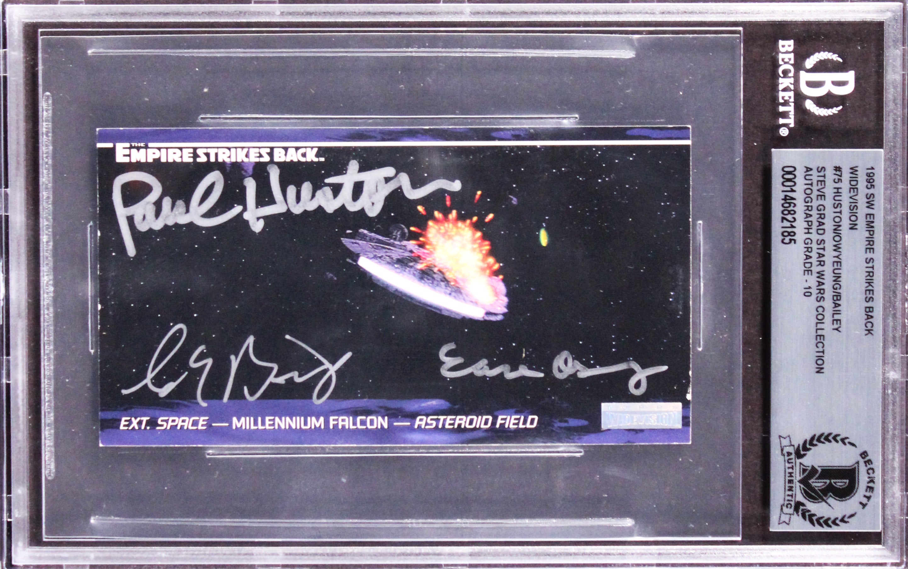 Star Wars (3) Huston, Bailey +1 Signed 1995 ESB WV #75 Card Auto 10! BAS Slabbed