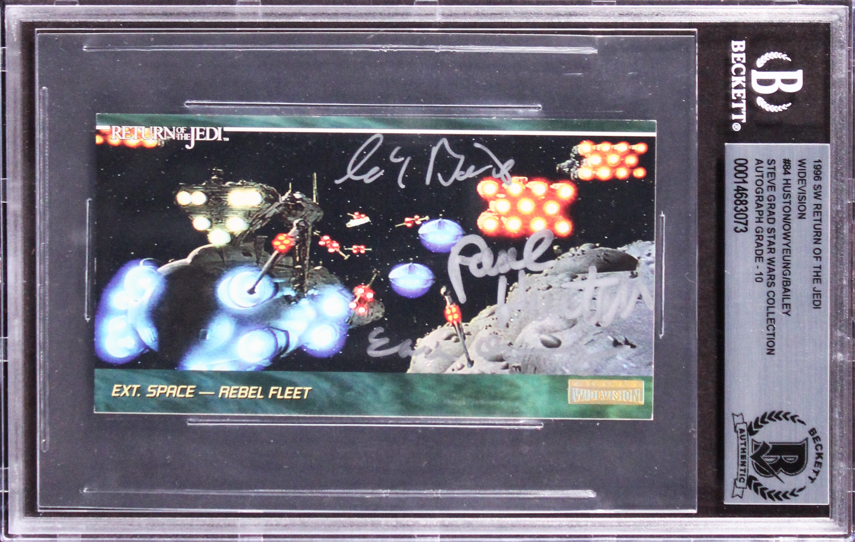 Star Wars (3) Huston, Bailey +1 Signed 1996 ROTJ WV #84 Card Auto 10! BAS Slab