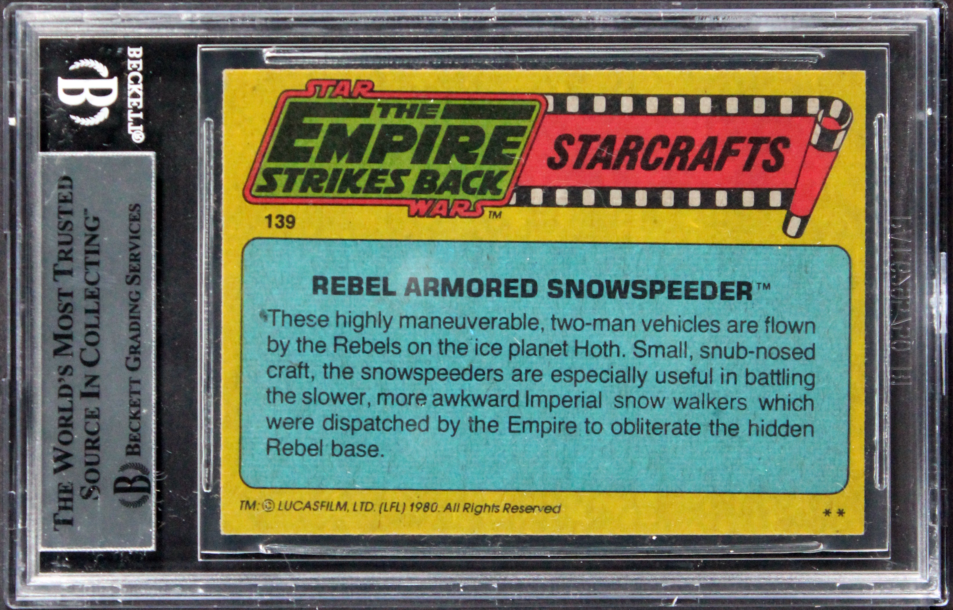 Star Wars (5) Bailey +5 Signed 1980 SW Empire Strikes Back #139 Card BAS Slab 2