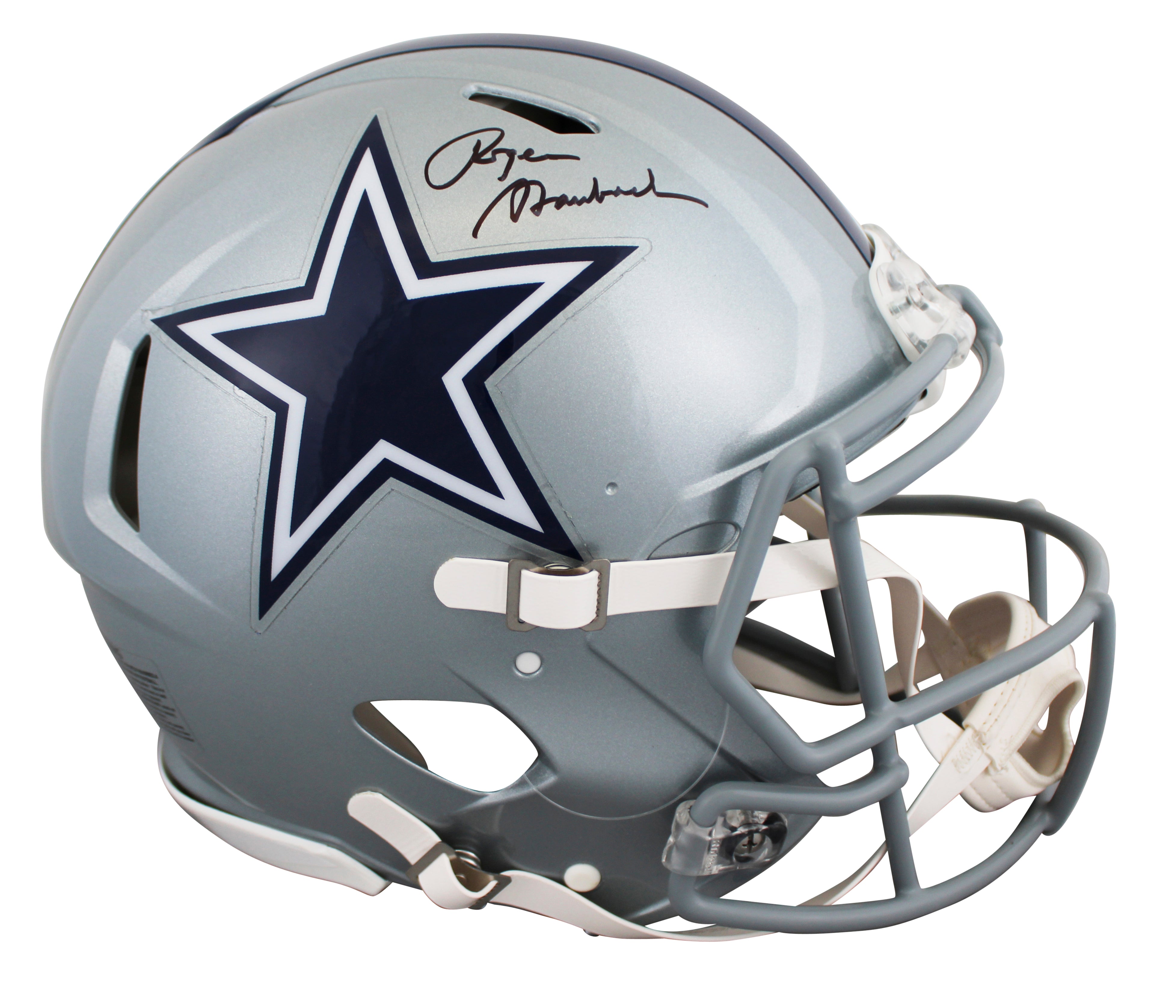 Cowboys Roger Staubach Signed Full Size Speed Proline Helmet W/ Case BAS Witness