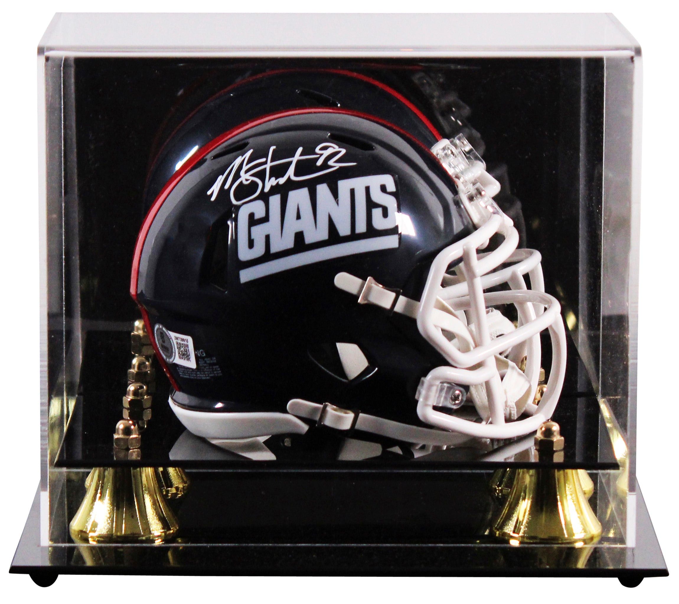 Giants Michael Strahan Signed 1981-99 TB Speed Mini Helmet W/ Case BAS Witnessed
