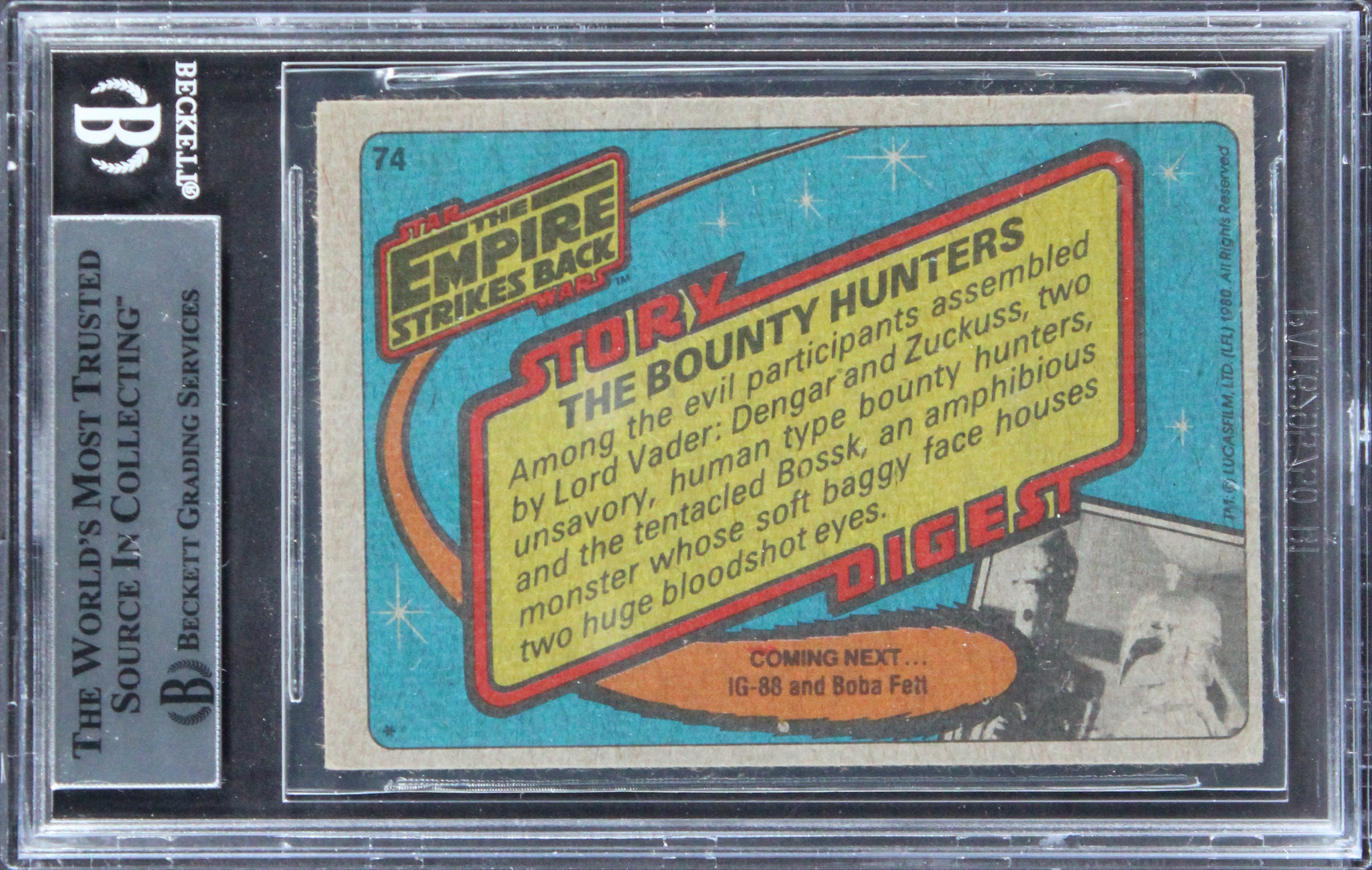 Star Wars (5) Prowse, Bulloch +3 3x Insc Signed 1980 SW ESB #74 Card BAS Slabbed
