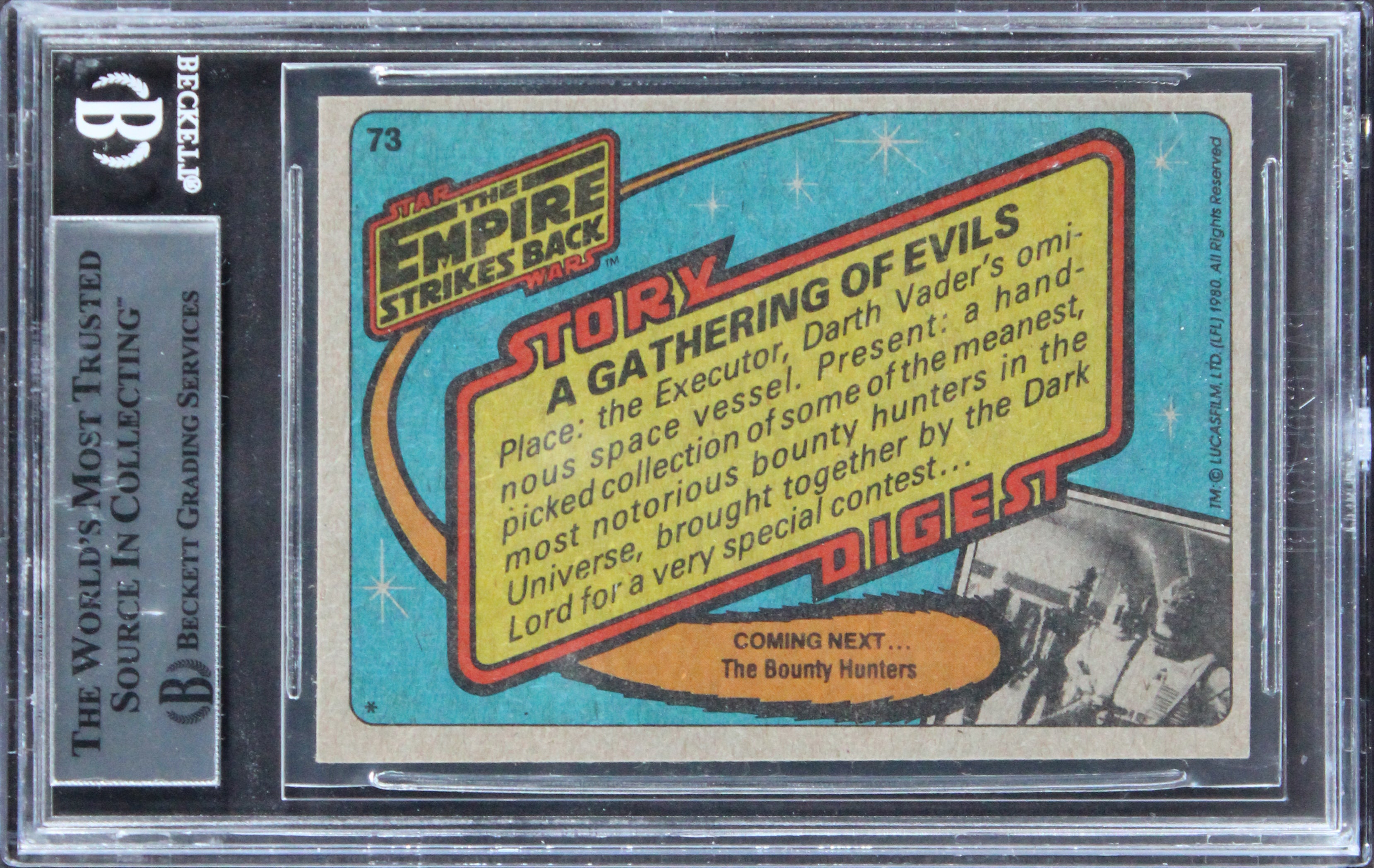 Star Wars (7) Bulloch, Prowse +5 "3x Insc" Signed 1980 SW ESB #73 Card BAS Slab