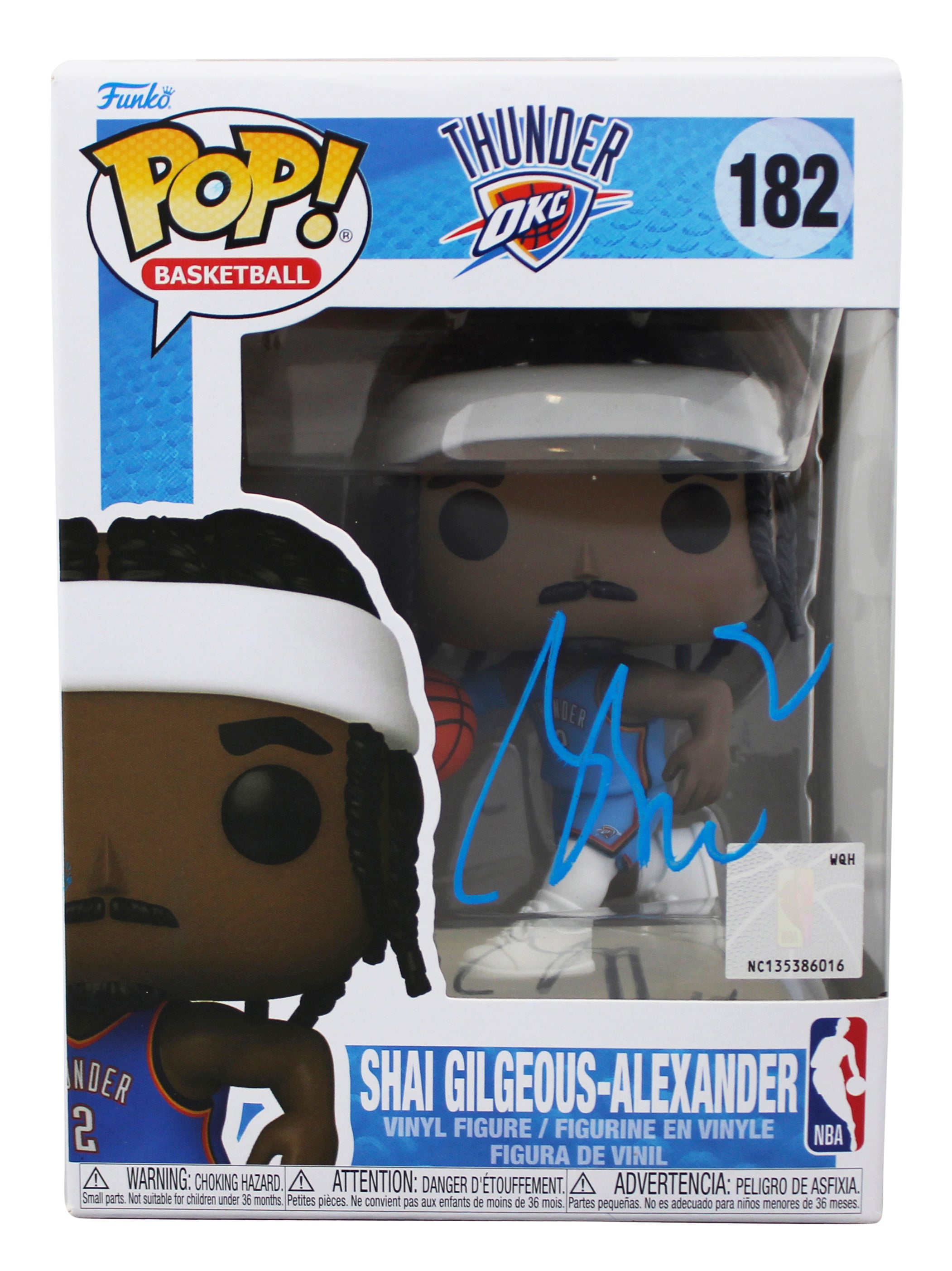 Thunder Shai Gilgeous-Alexander Signed #182 Funko Pop Vinyl Figure JSA #CA34711