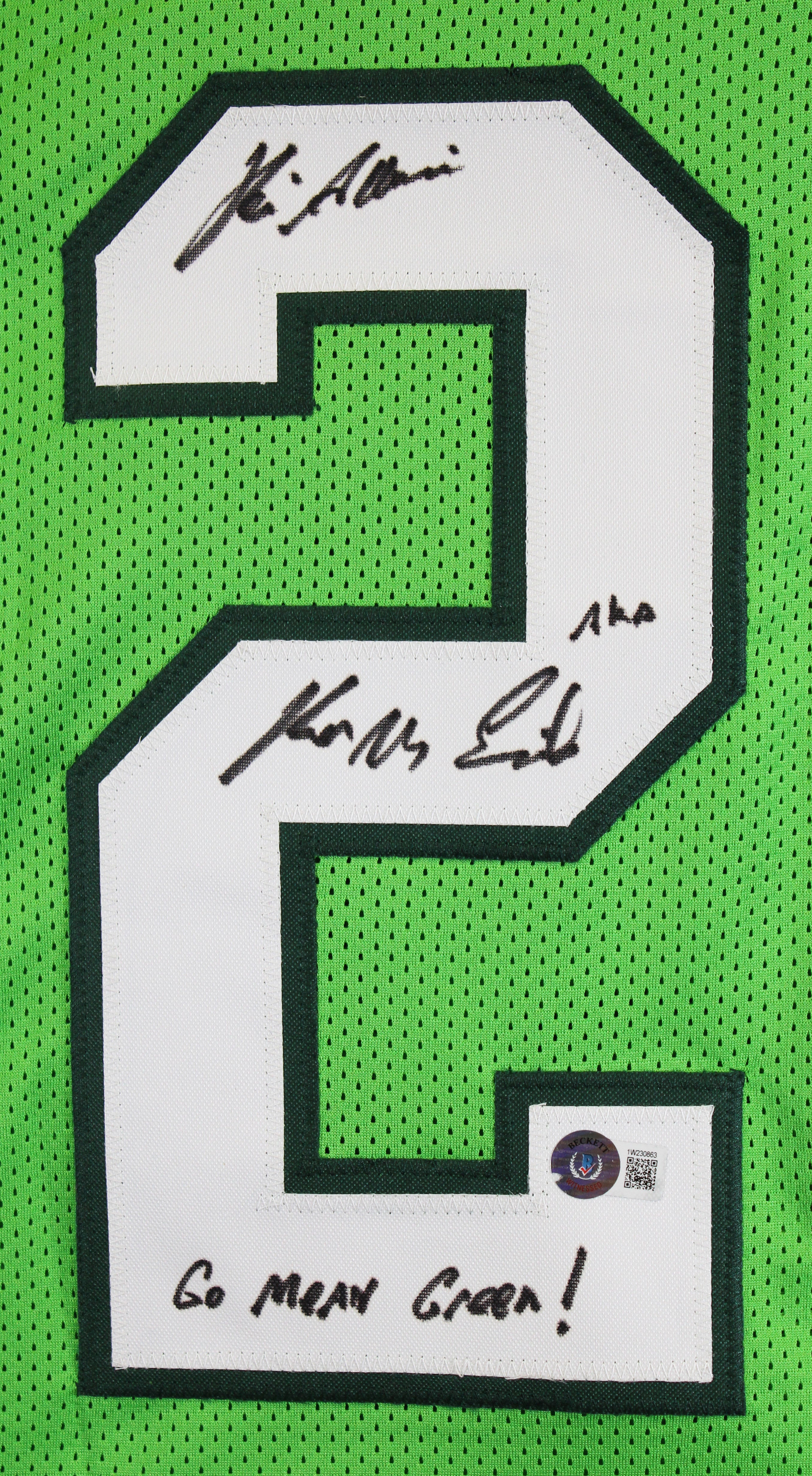 North Texas Kevin Adkisson "2x Inscribed" Signed Green Pro Style Jersey BAS Wit