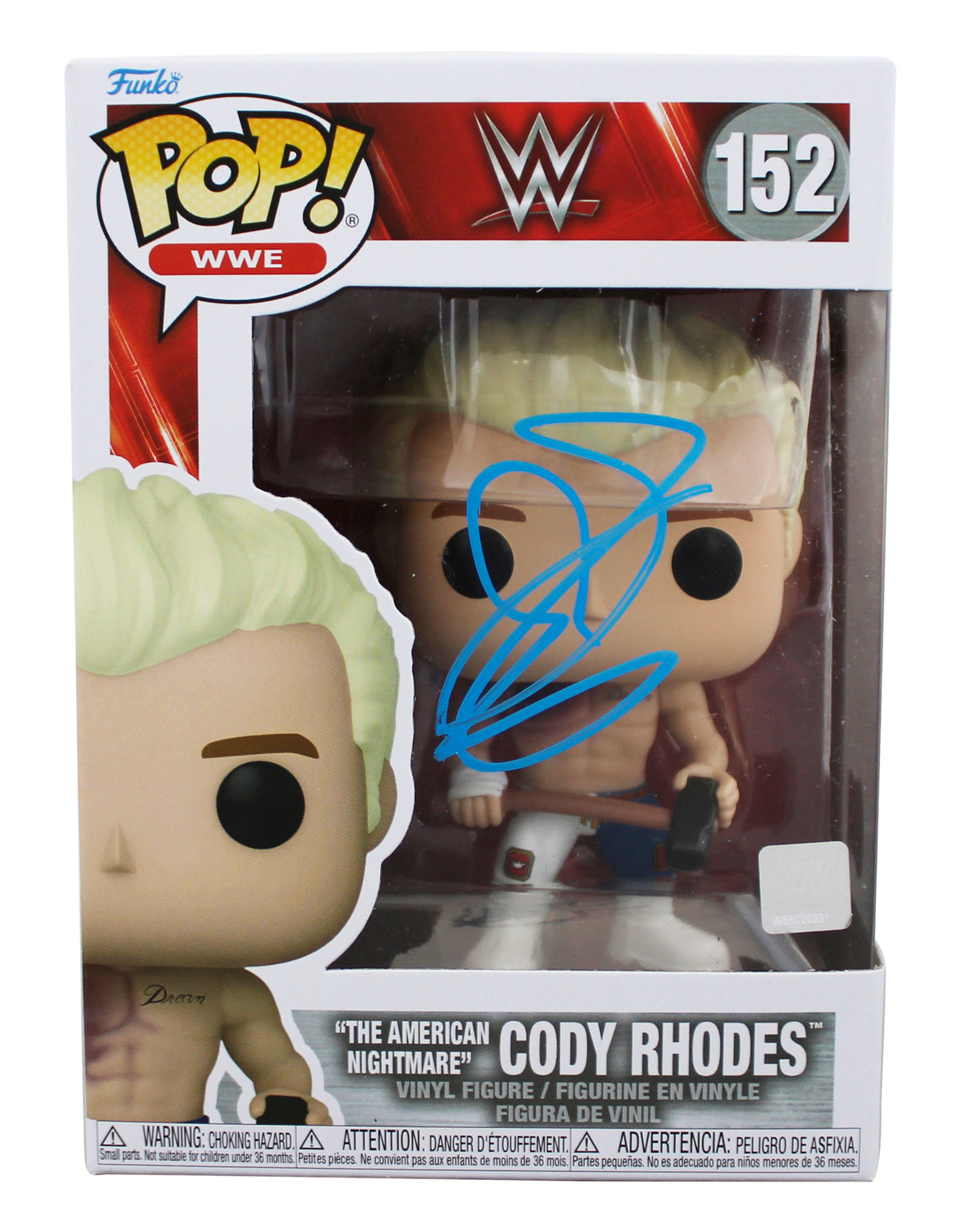 Cody Rhodes Authentic Signed WWE #152 Funko Pop Vinyl Figure BAS #BU89627