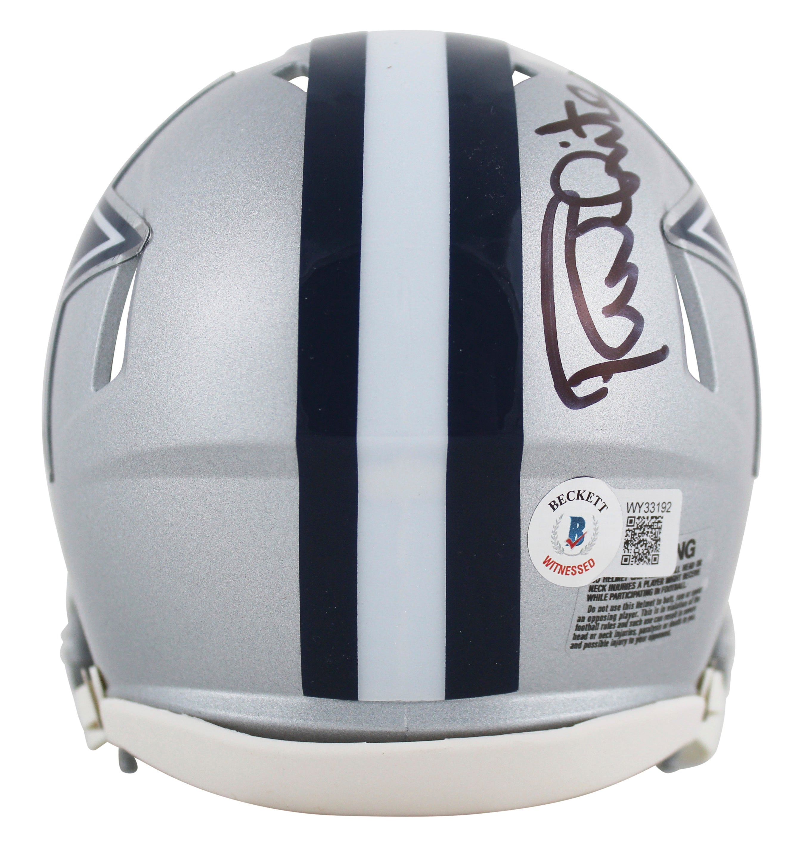 Cowboys Randy White "HOF 94" Signed Silver Speed Mini Helmet W/ Case BAS Witness