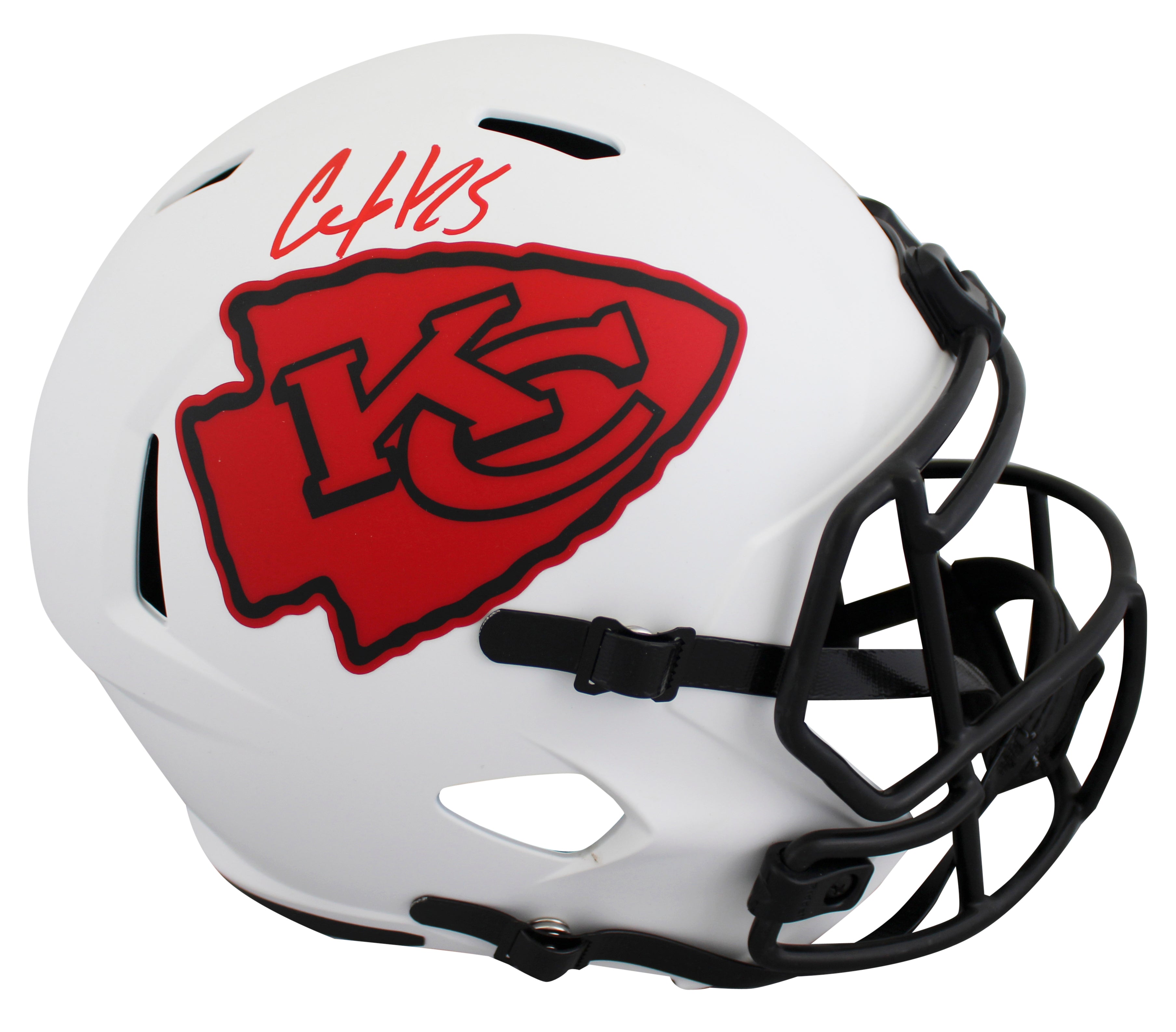 Chiefs Clyde Edwards-Helaire Signed Lunar F/S Speed Rep Helmet w/ Case BAS Wit
