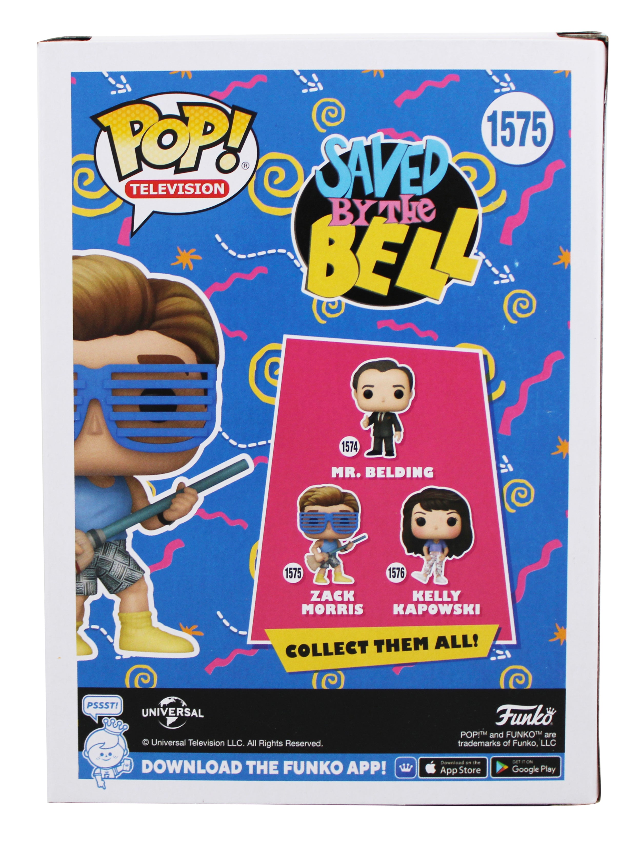 Mark-Paul Gosselaar Signed Zack Morris #1575 Funko Pop Figure BAS Wit #2W665667
