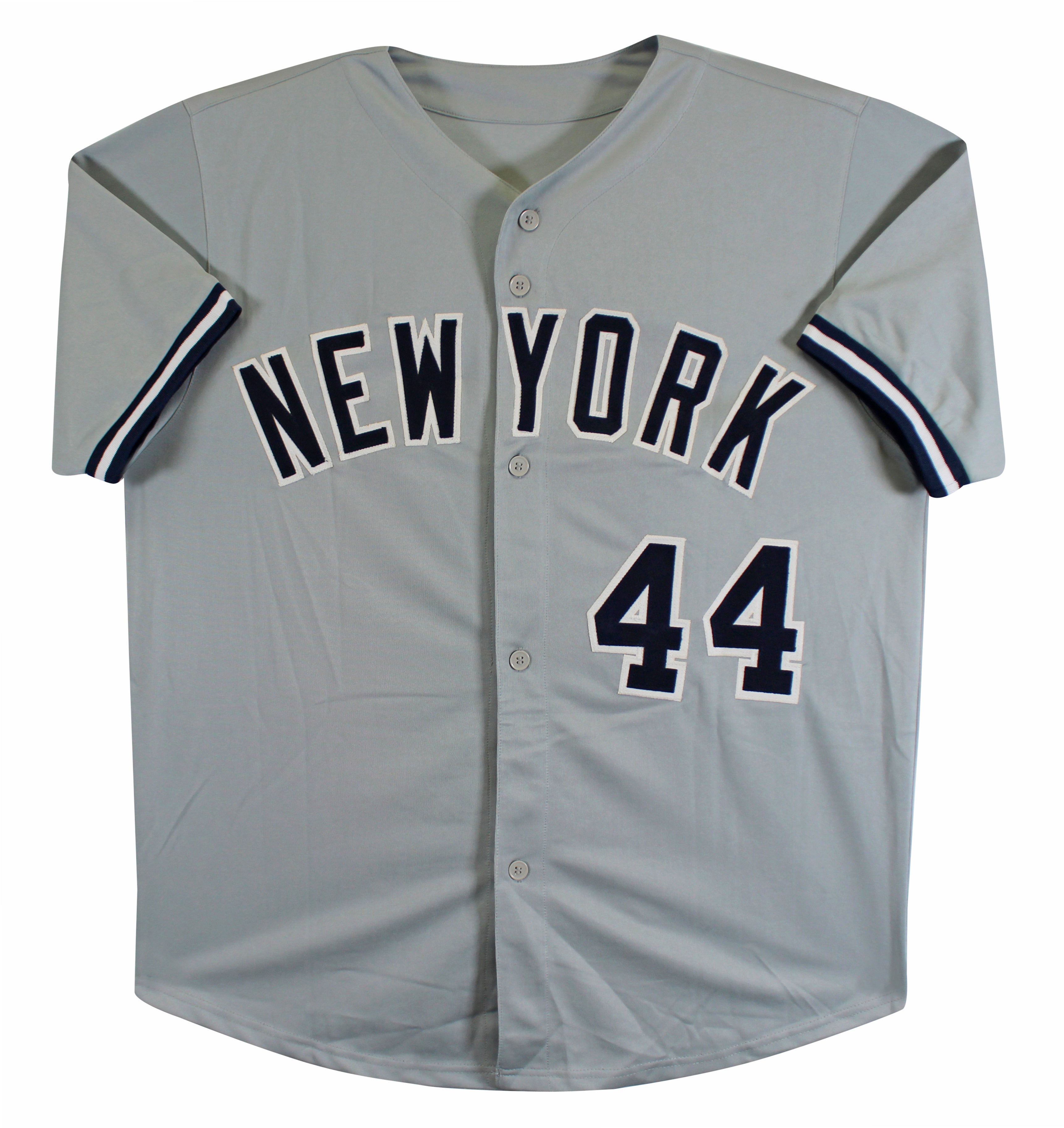 Yankees Reggie Jackson Authentic Signed Grey Pro Style Stat Jersey JSA Witness