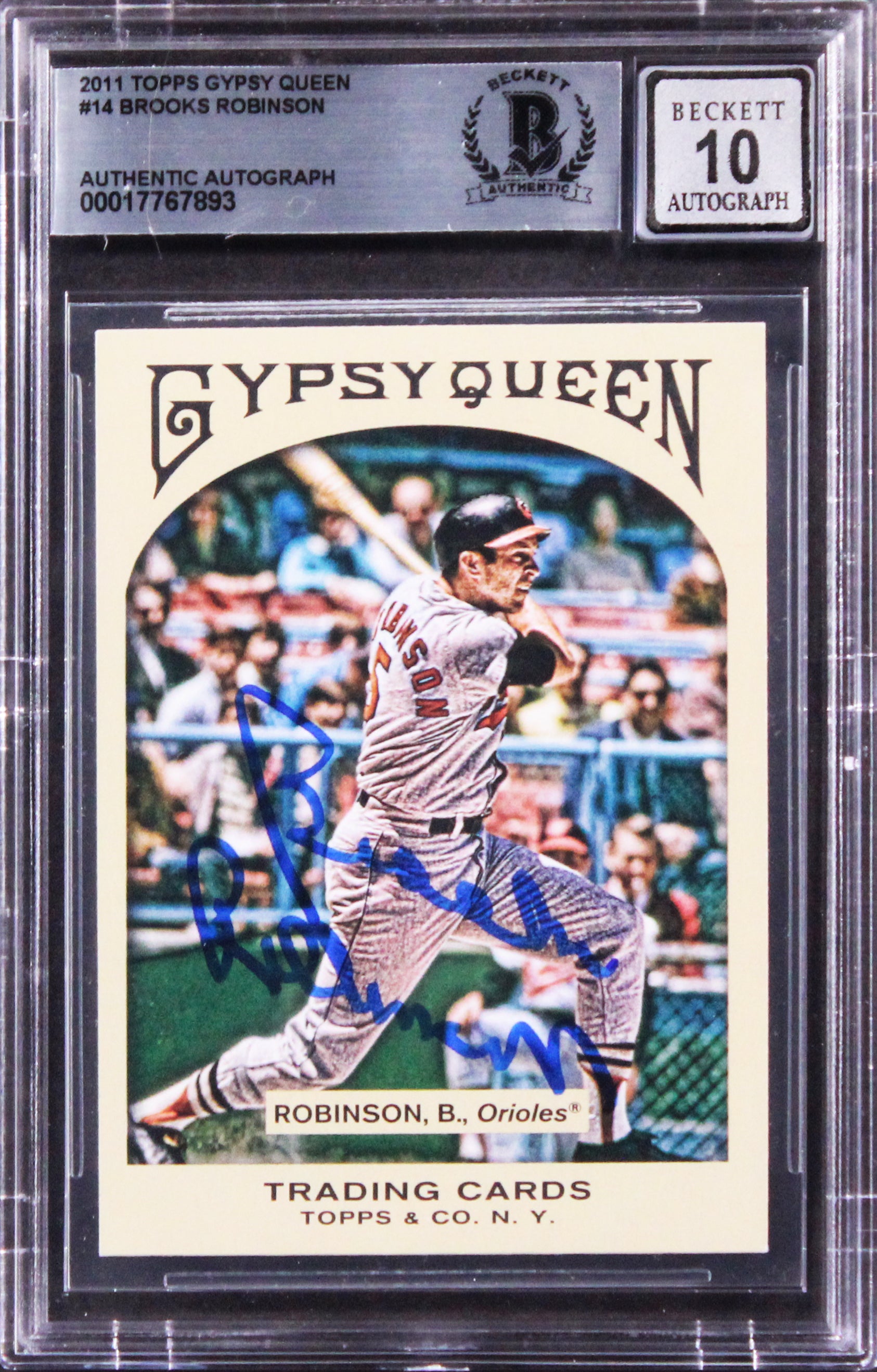 Brooks Robinson Signed 2011 Topps Gypsy Queen #14 Card Auto 10! BAS Slabbed 2
