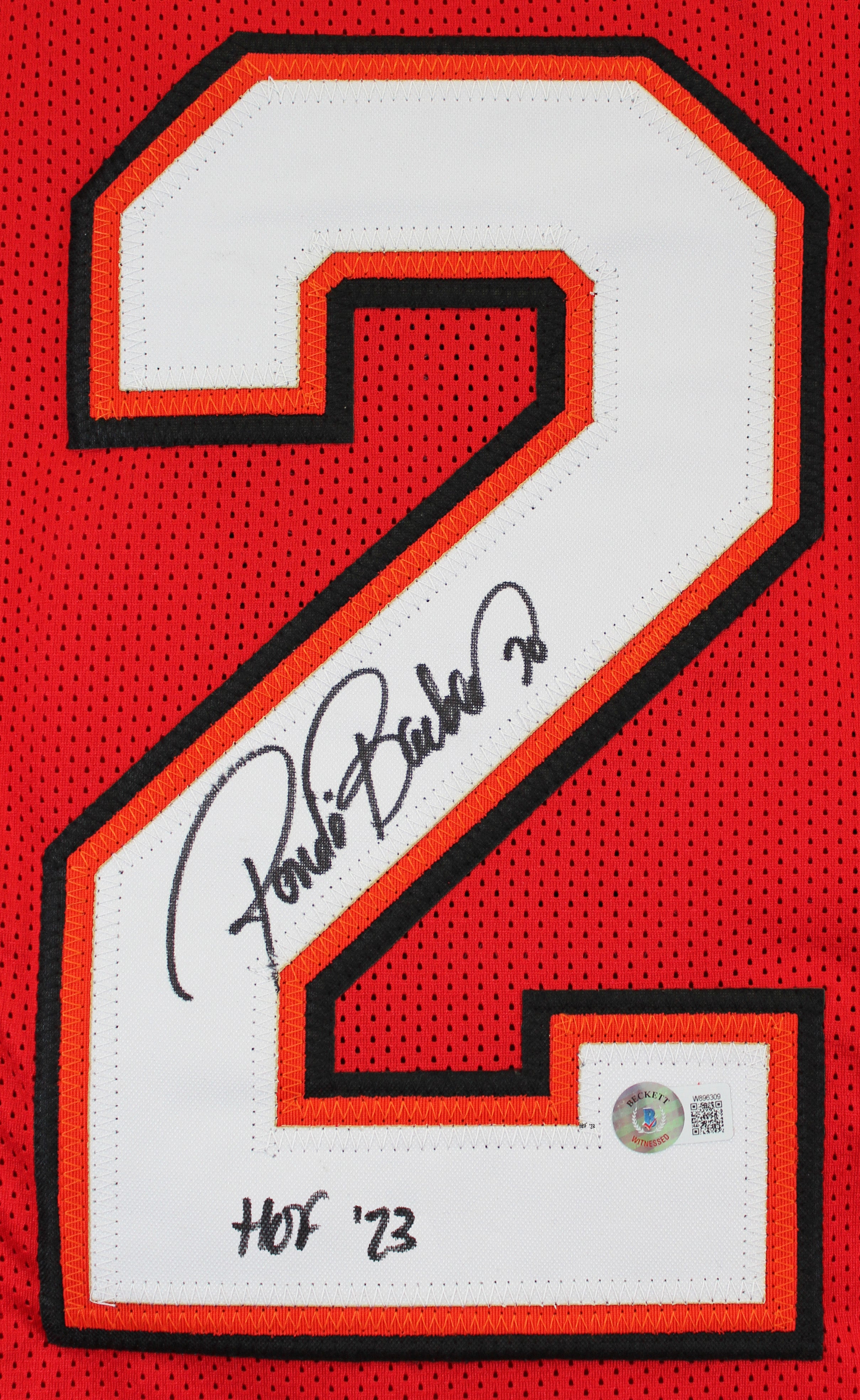 Ronde Barber "HOF 23" Authentic Signed Red Pro Style Jersey BAS Witnessed 2