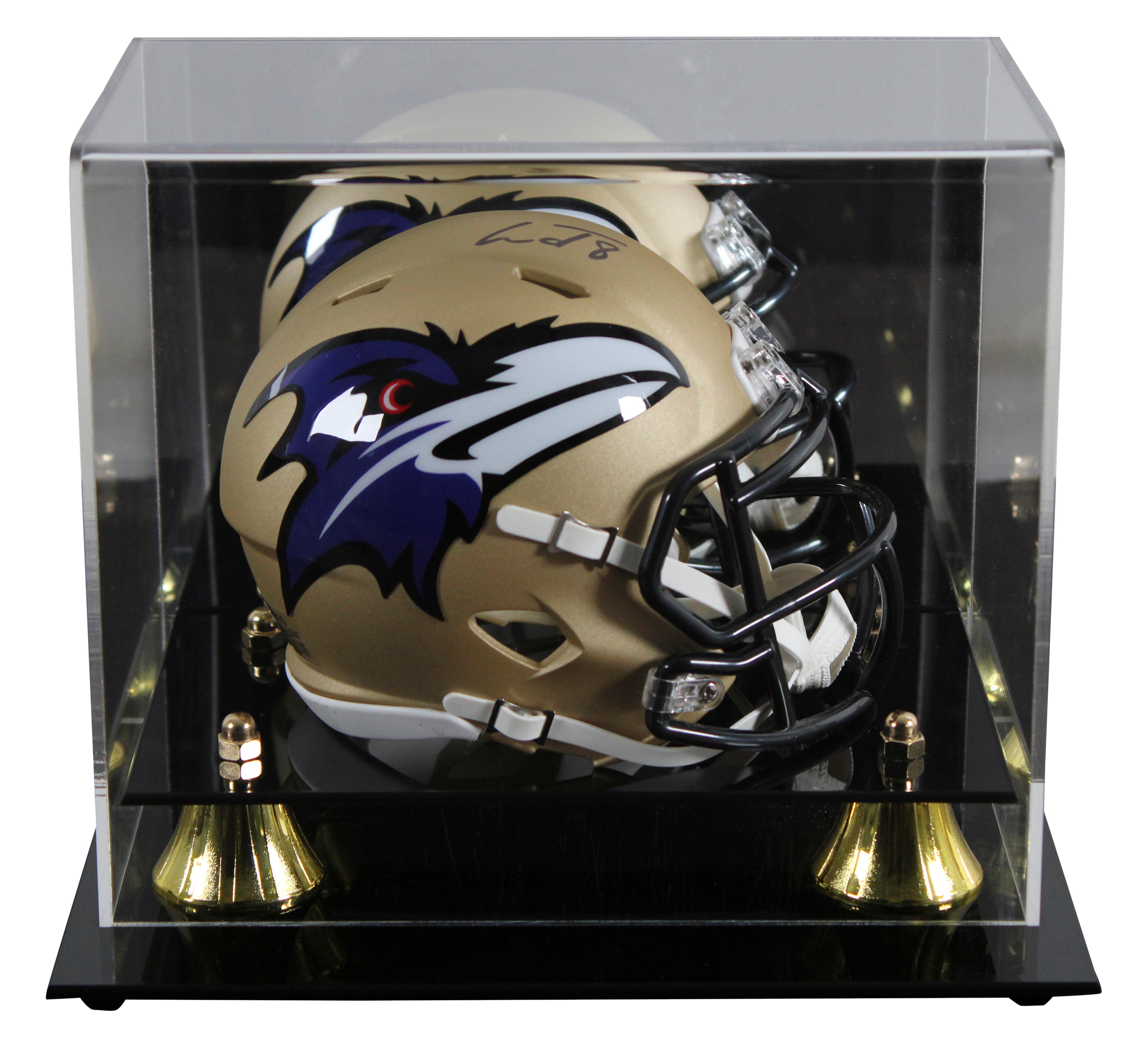 Ravens Lamar Jackson Signed Alternate AMP Speed Mini Helmet W/ Case Fanatics
