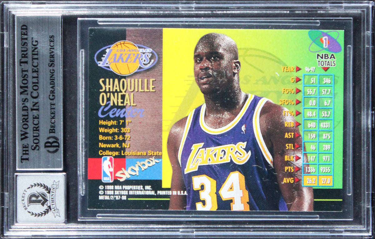 Shaquille O'Neal Signed 1997 Metal Universe C #1 Card Auto Grade 10! BAS Slabbed
