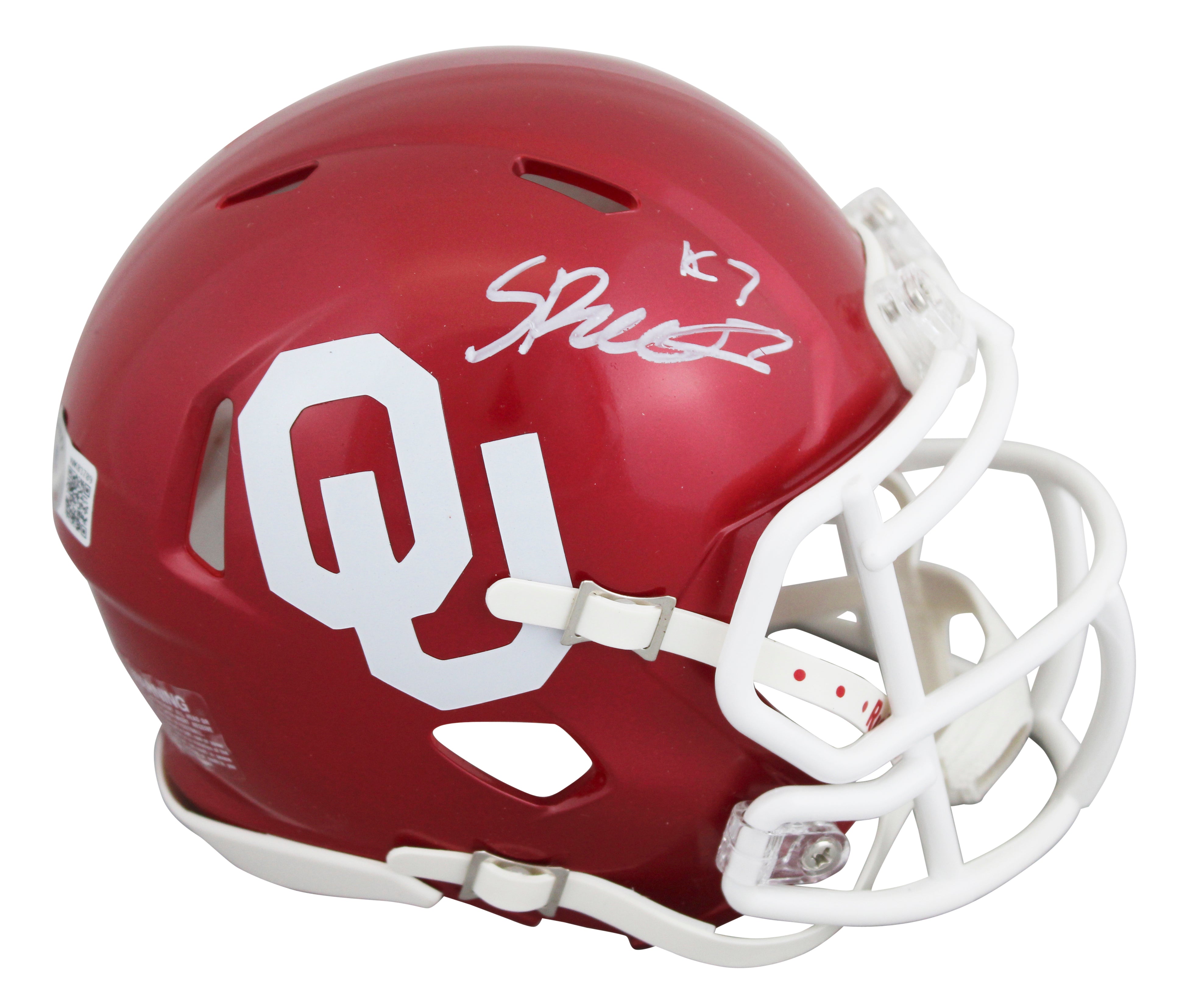 Oklahoma Spencer Rattler Authentic Signed Speed Mini Helmet BAS #WK83789
