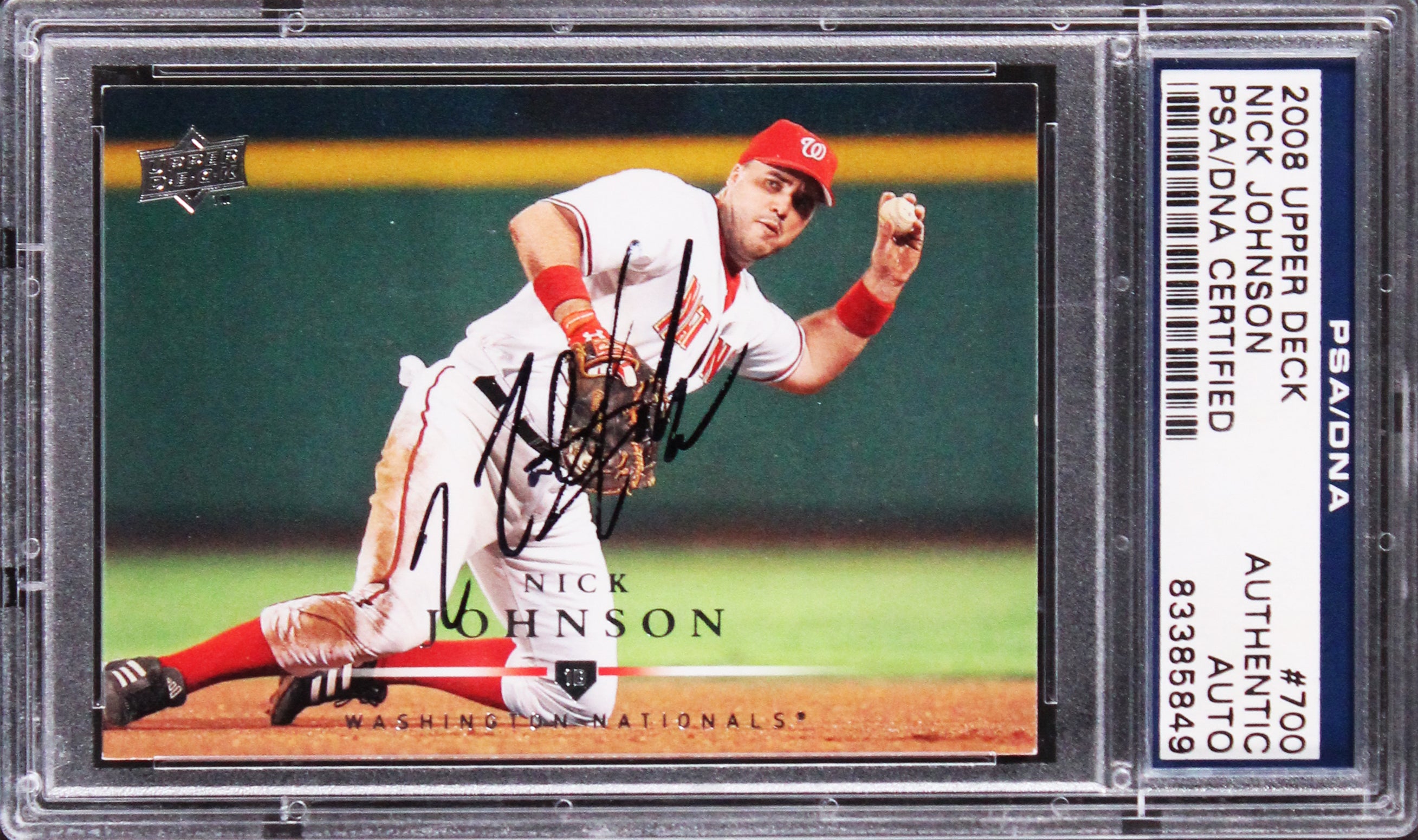 Nationals Nick Johnson Authentic Signed 2008 Upper Deck #700 Card PSA/DNA Slab