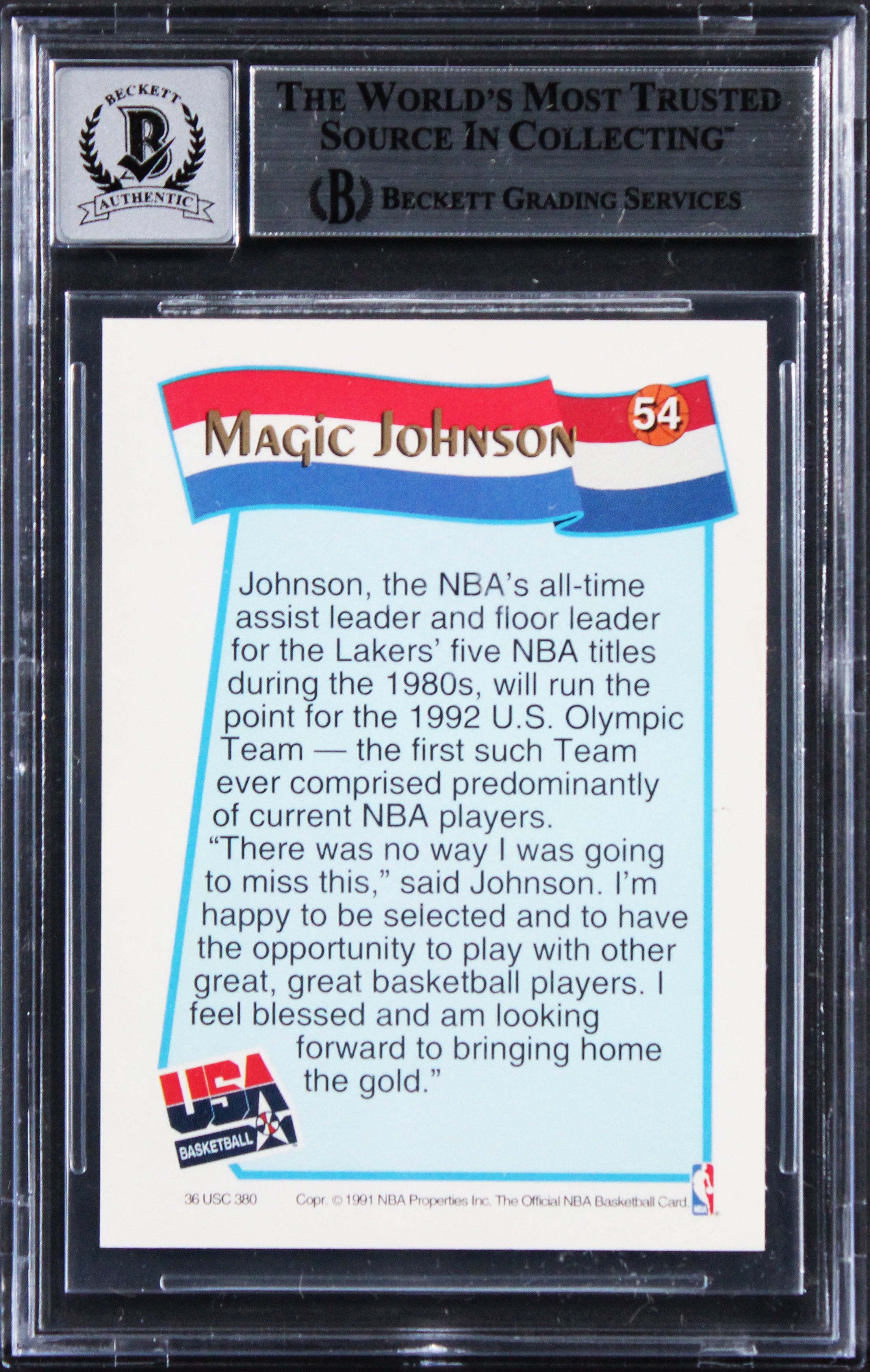 Lakers Magic Johnson Signed 1991 Hoops McDonald's #54 Card Auto 10! BAS Slabbed