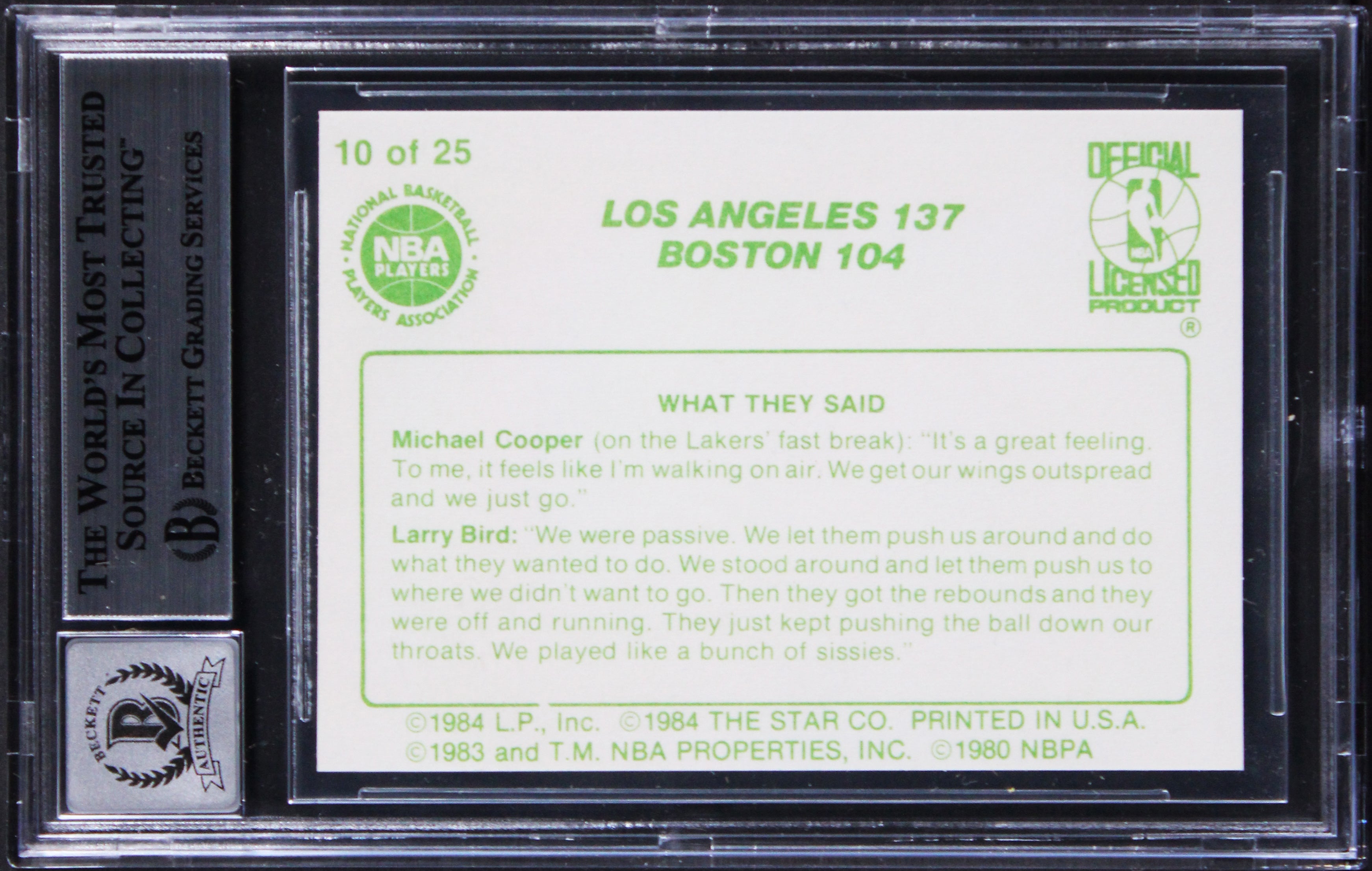 Magic Johnson Signed 1984 Star Celtics Champs #10 Card Auto Mint 10! BAS Slabbed