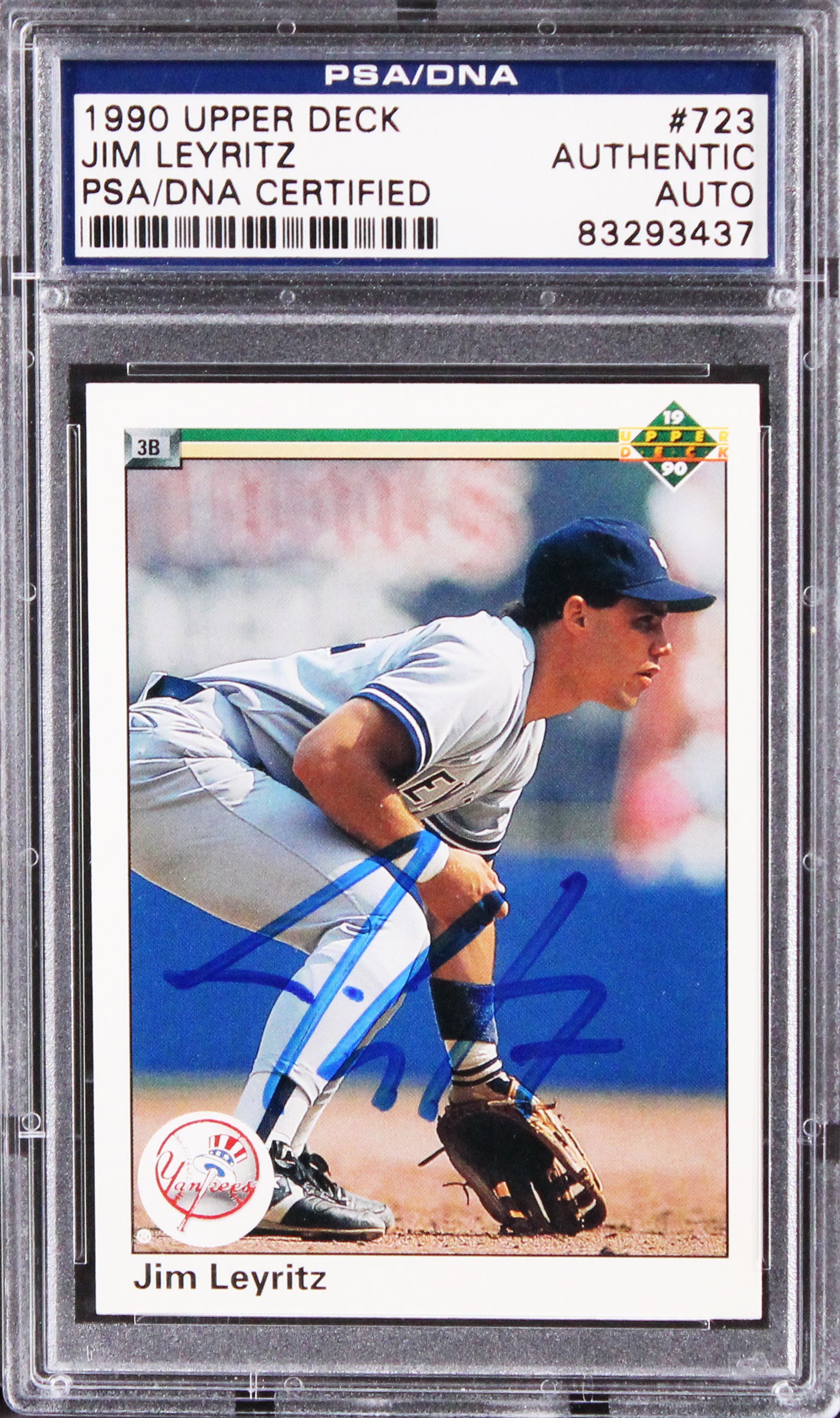 Yankees Jim Leyritz Authentic Signed 1990 Upper Deck #723 Card PSA/DNA Slabbed