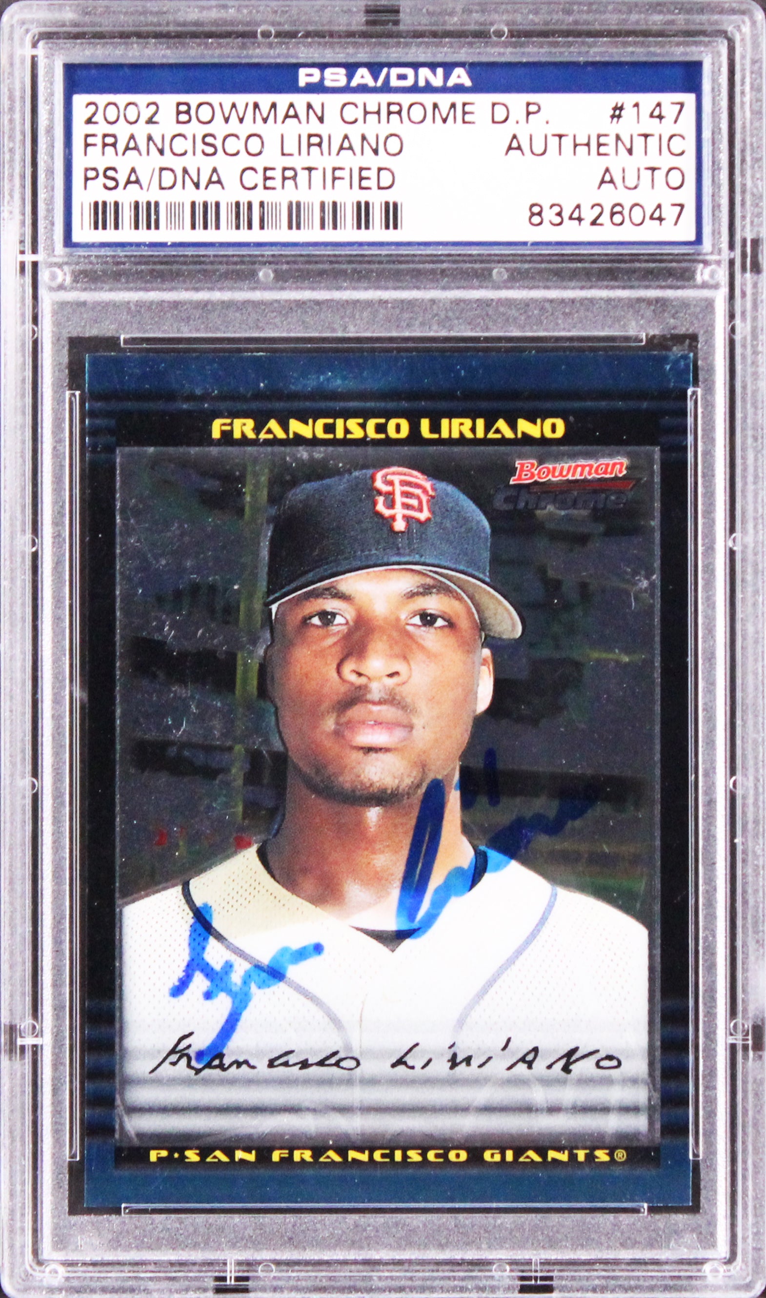 Giants Francisco Liriano Signed 2002 Bowman Chrome #147 Rookie Card PSA/DNA Slab