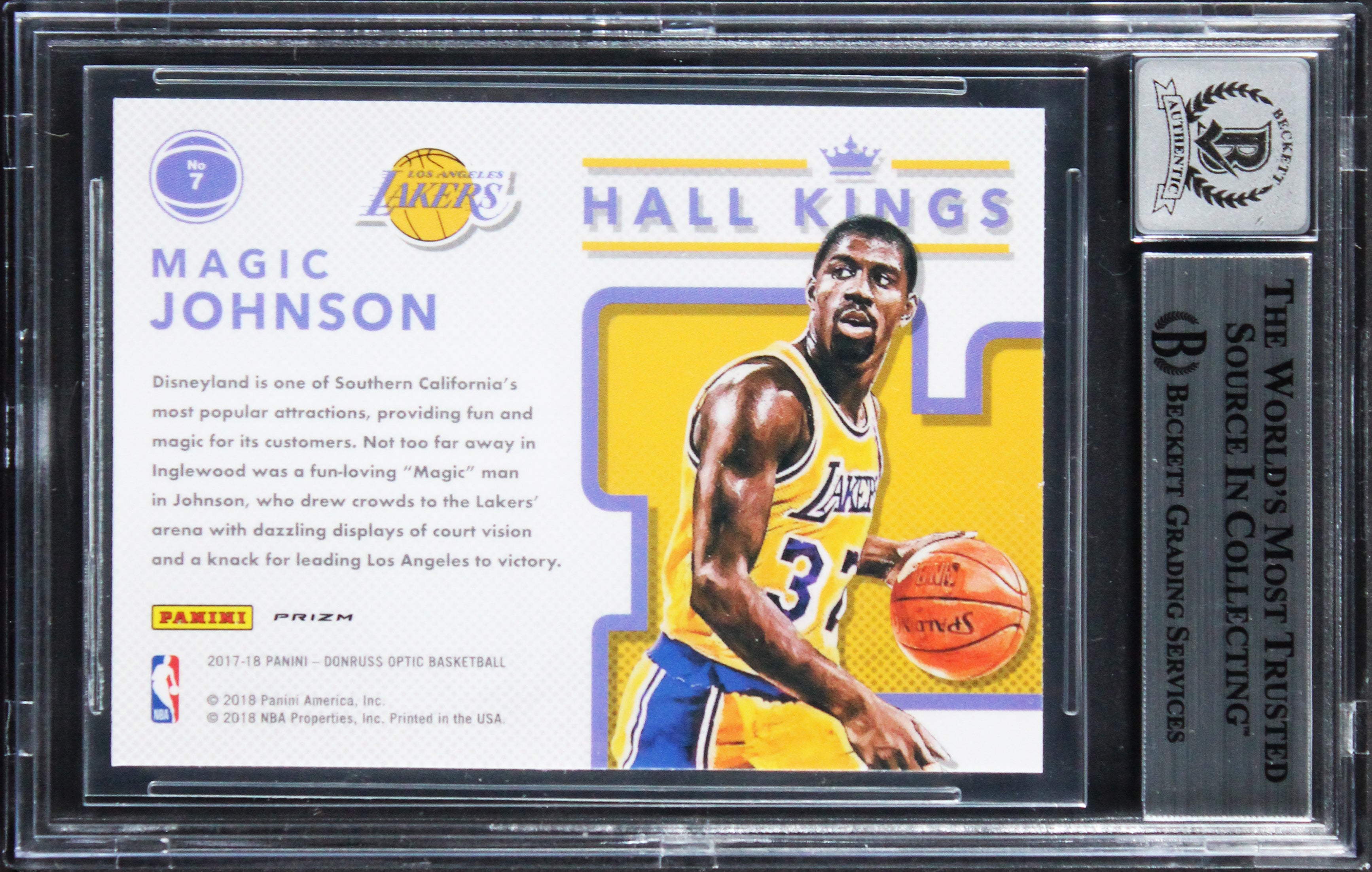 Magic Johnson Signed 2019 Panini Prizm Purple Wave #25 Card Auto 10! BAS Slabbed