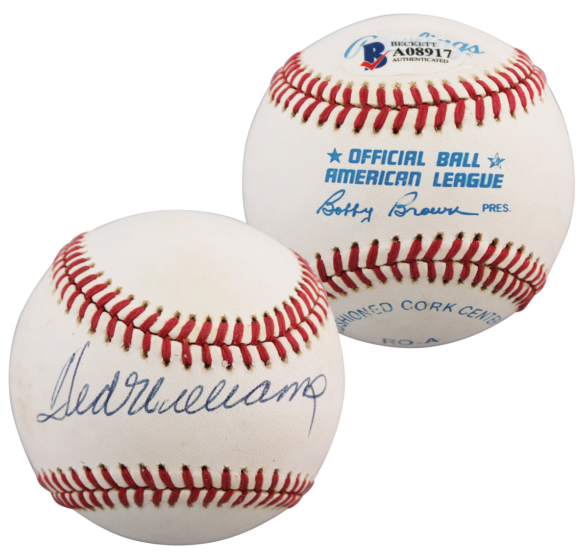 Red Sox Ted Williams Authentic Signed Bobby Brown Oal Baseball BAS #A08917
