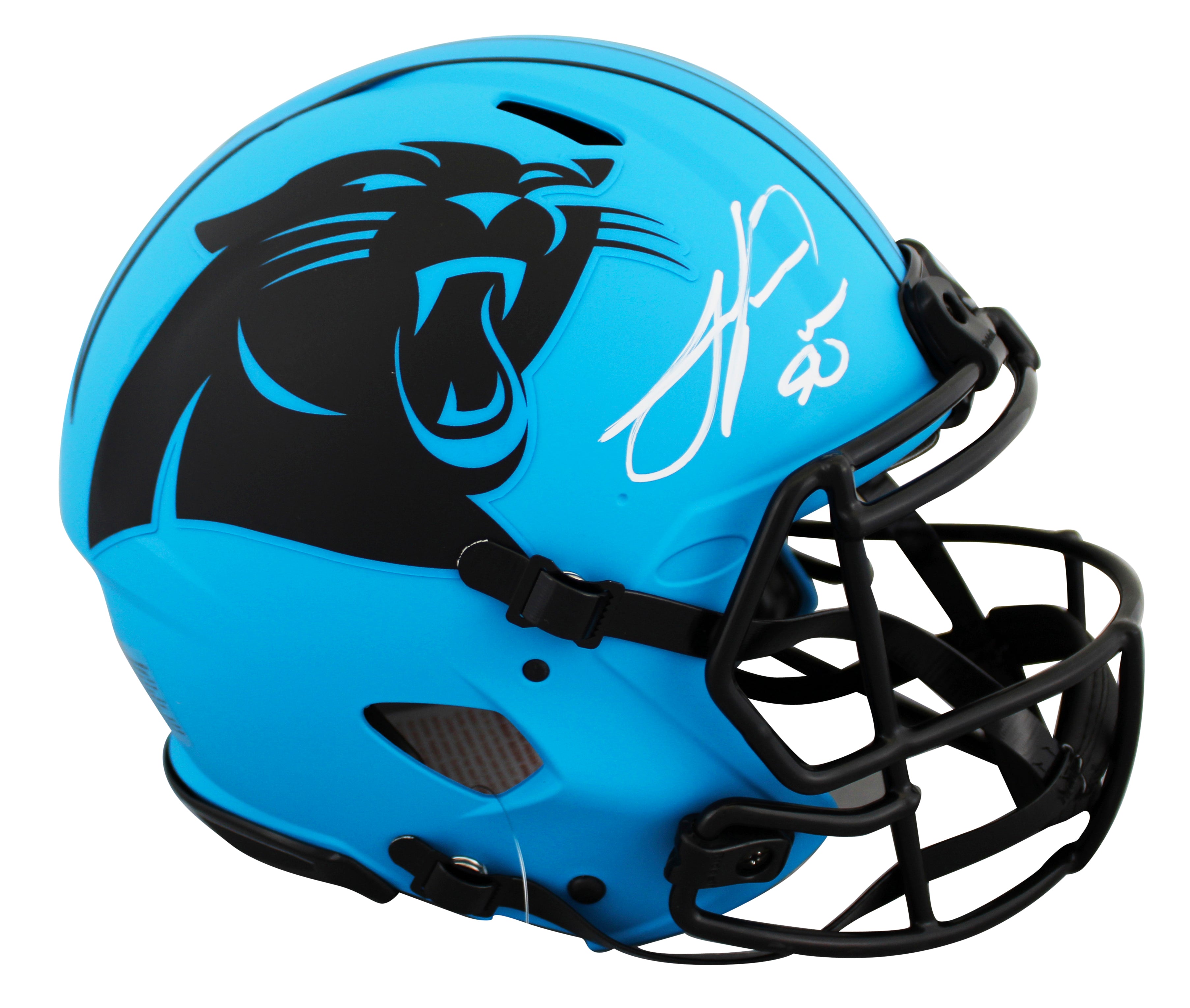 Panthers Julius Peppers Signed Rave Full Size Speed Proline Helmet W/ Case BAS W