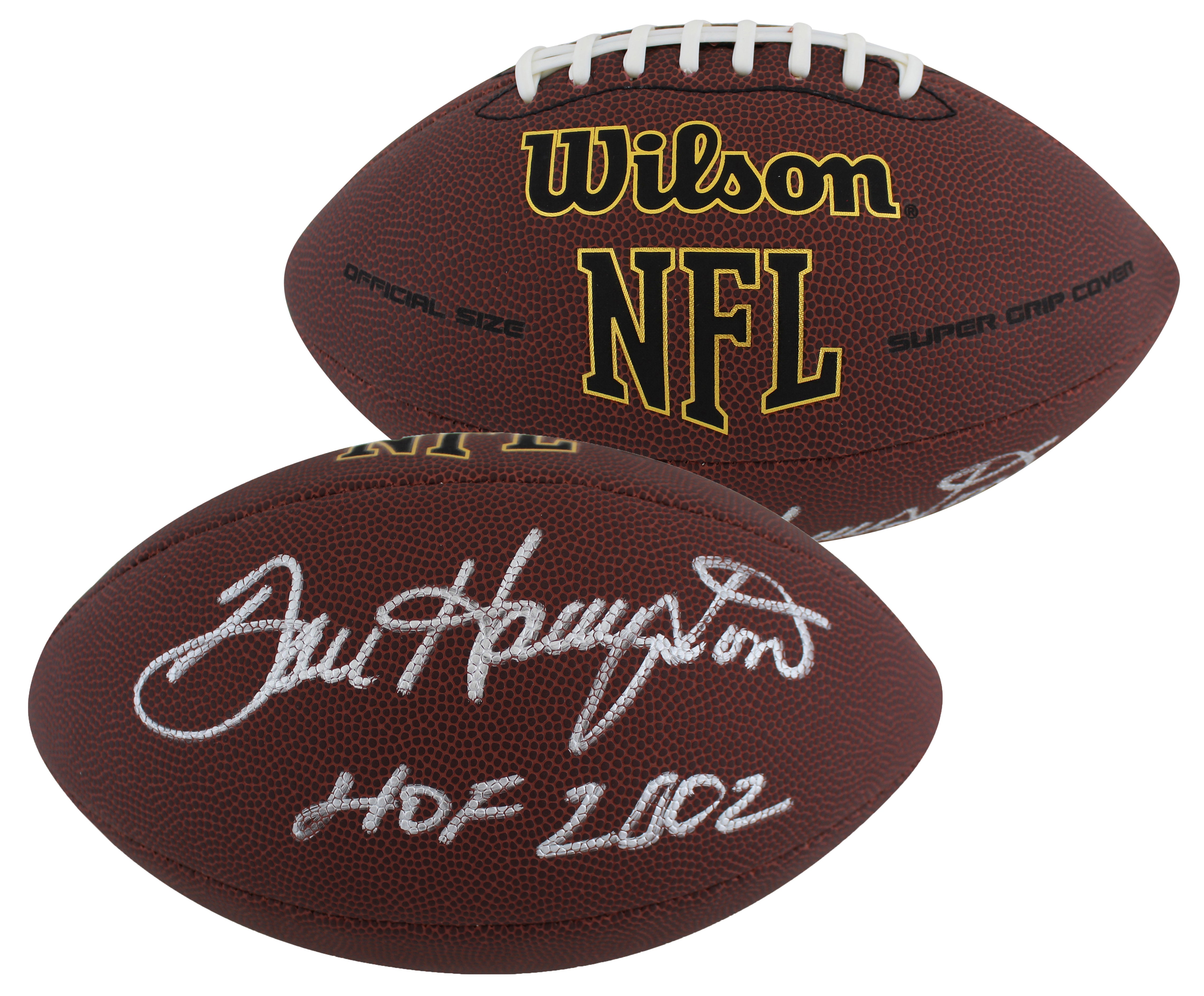 Bears Dan Hampton "HOF 02" Signed Wilson Super Grip Football W/ Case BAS Witness