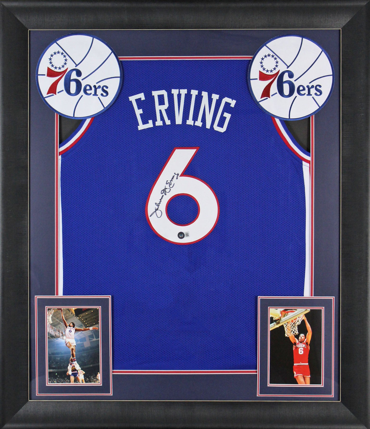 Julius "Dr. J" Erving Authentic Signed Blue Pro Style Framed Jersey BAS Witness
