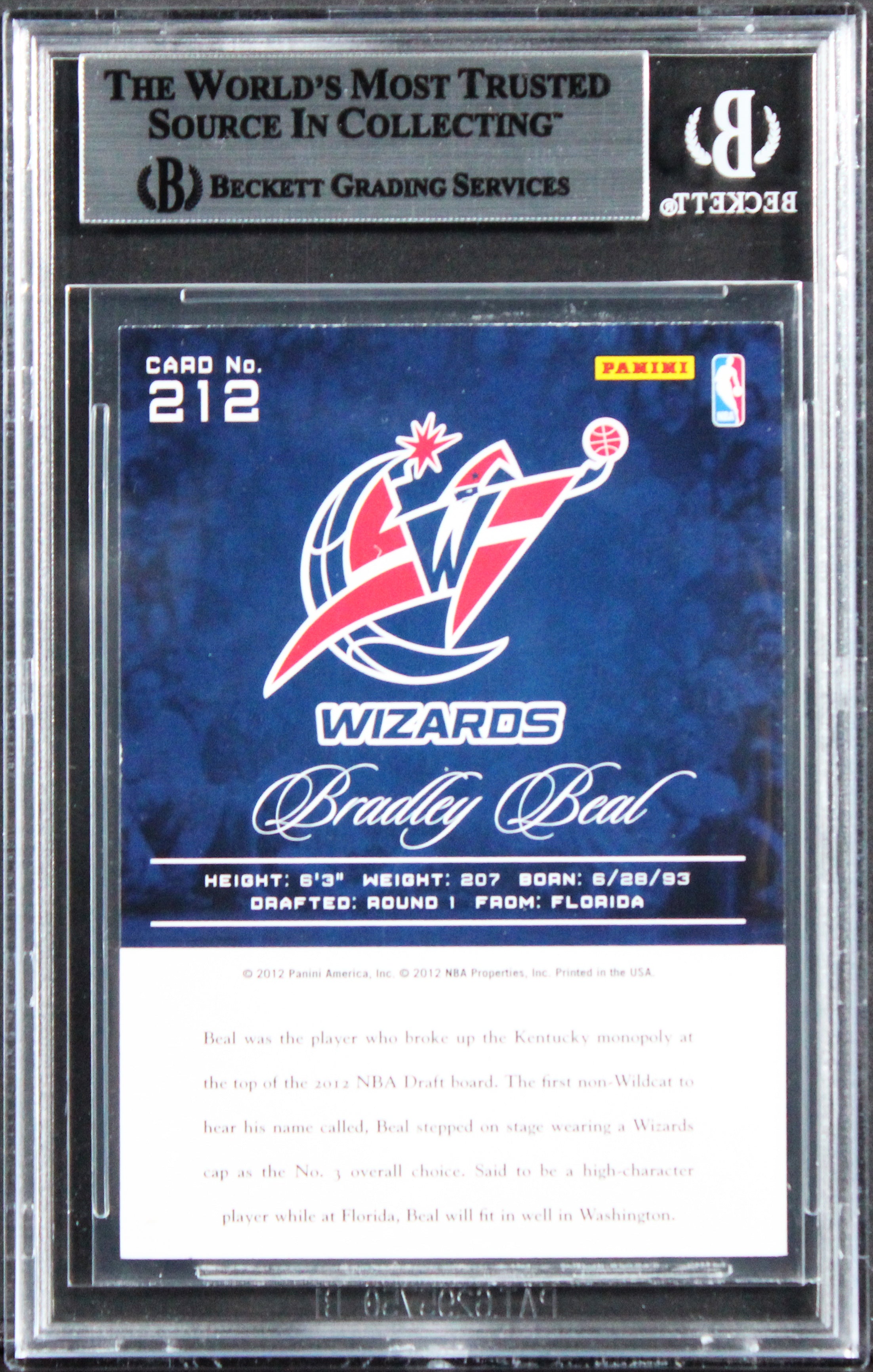 Wizards Bradley Beal Authentic Signed 2012 Prestige #212 Rookie Card BAS Slabbed