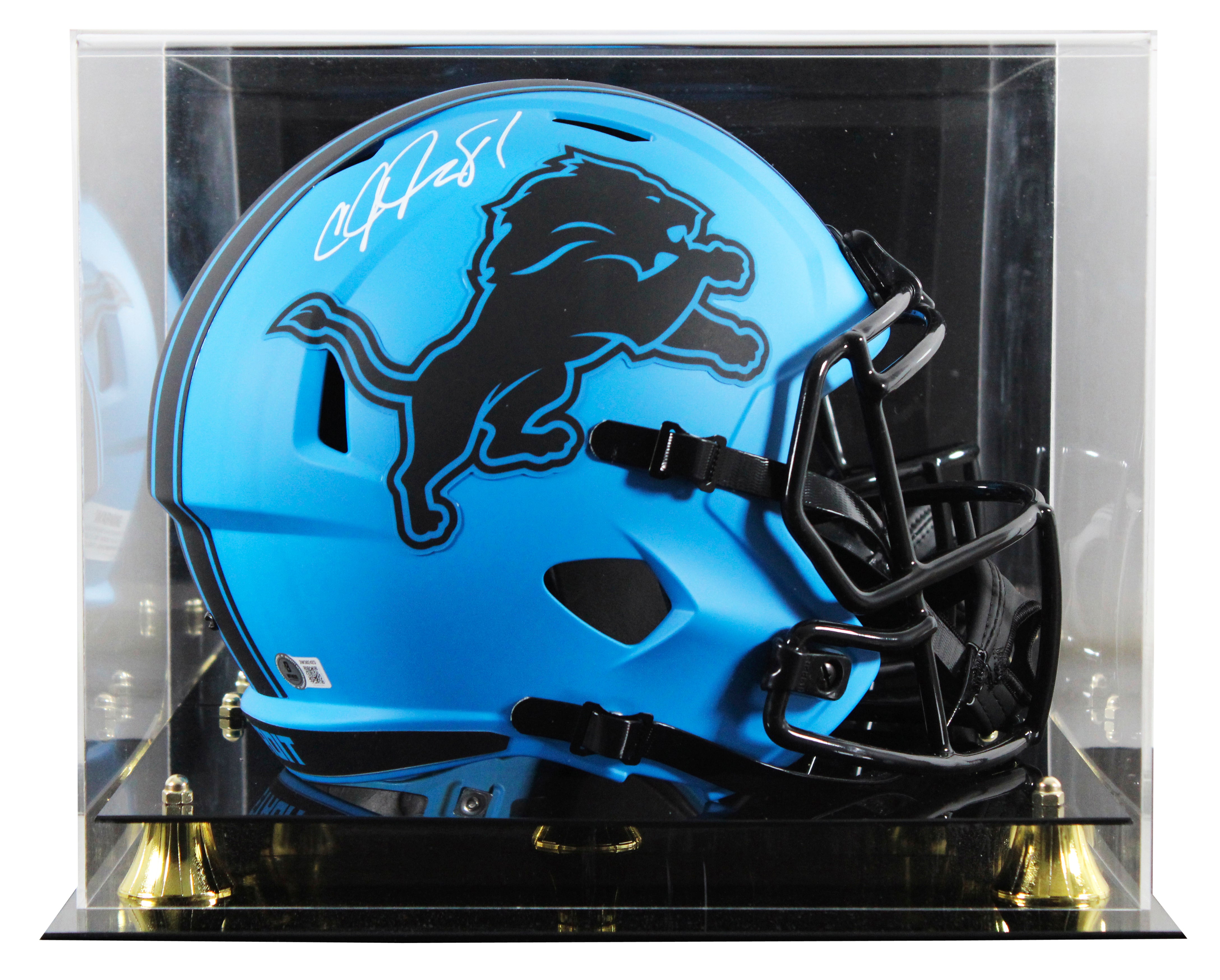 Lions Calvin Johnson Signed Rave Full Size Speed Rep Helmet W/ Case BAS Witness