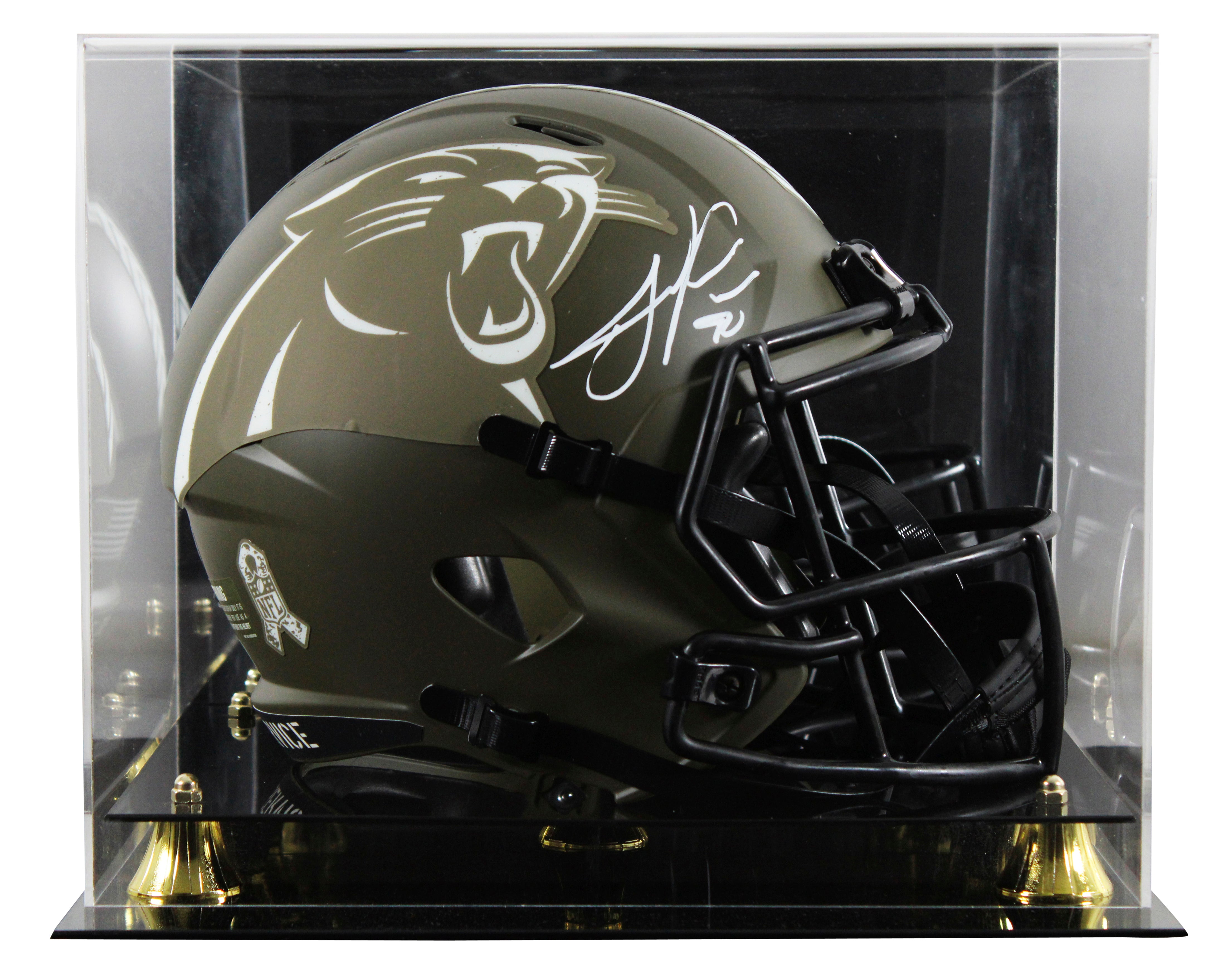 Panthers Julius Peppers Signed STS Full Size Speed Rep Helmet W/ Case BAS Wit