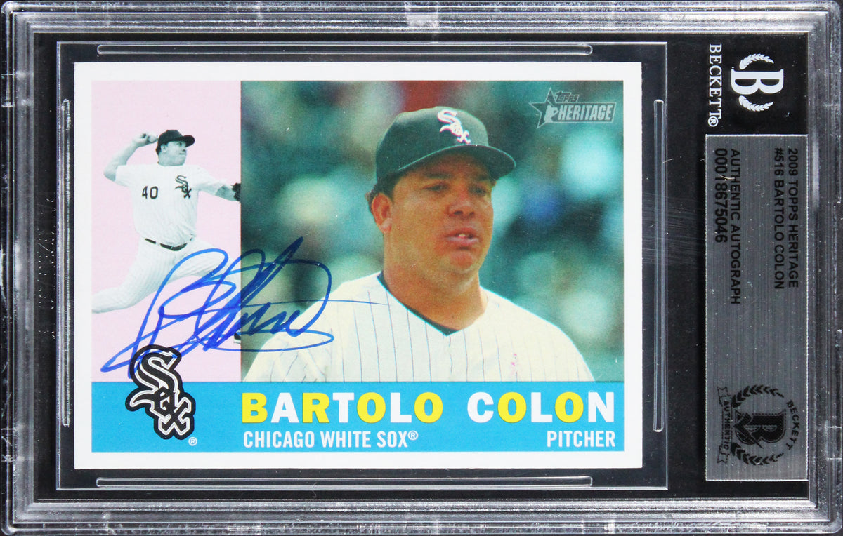 White Sox Bartolo Colon Authentic Signed 2009 Topps Heritage #516 Card BAS Slab