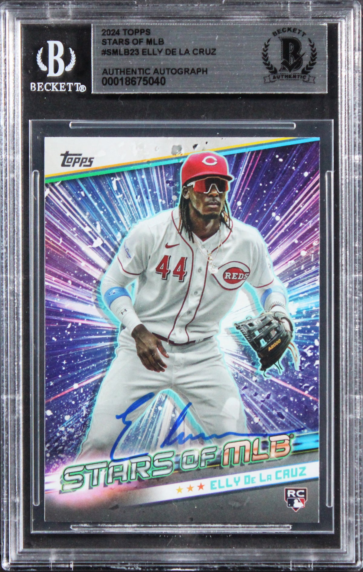 Reds Elly De La Cruz Signed 2024 Topps Stars Of MLB #SMLB23 Card BAS Slabbed
