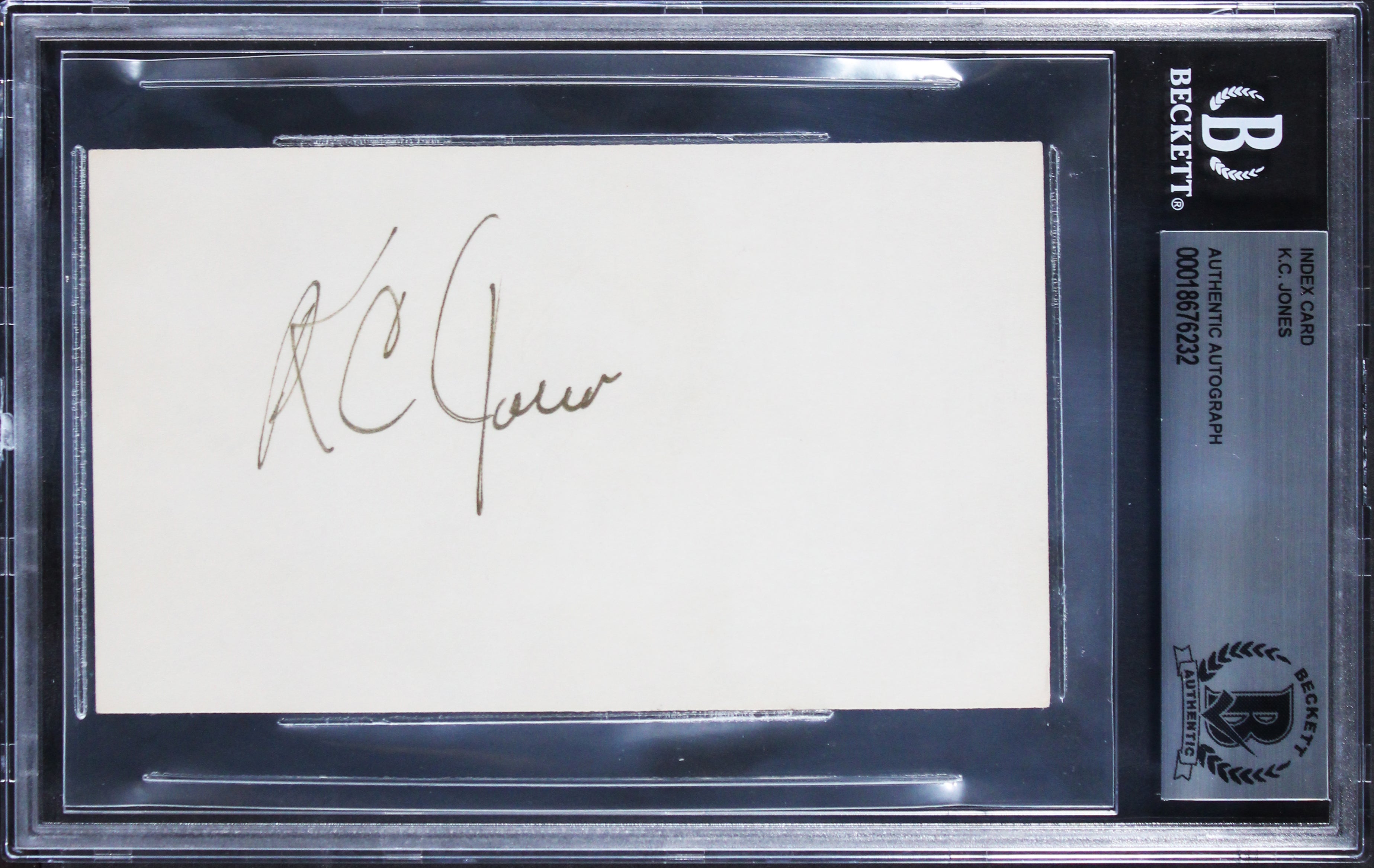 Celtics K.C. Jones Authentic Signed 3x5 Index Card Autographed BAS Slabbed