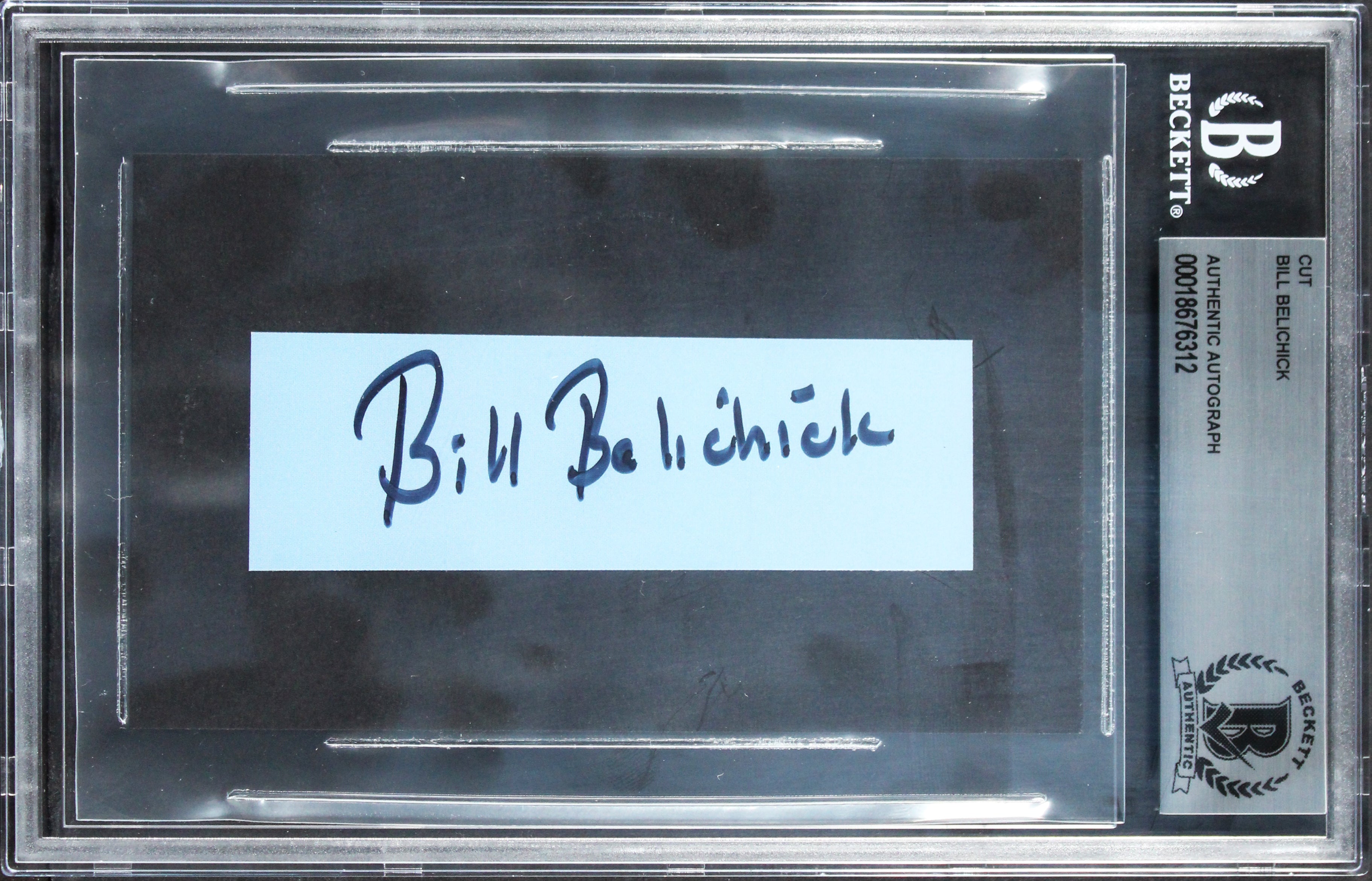 Patriots Bill Belichick Authentic Signed 1x3.75 Inch Cut Signature BAS Slabbed