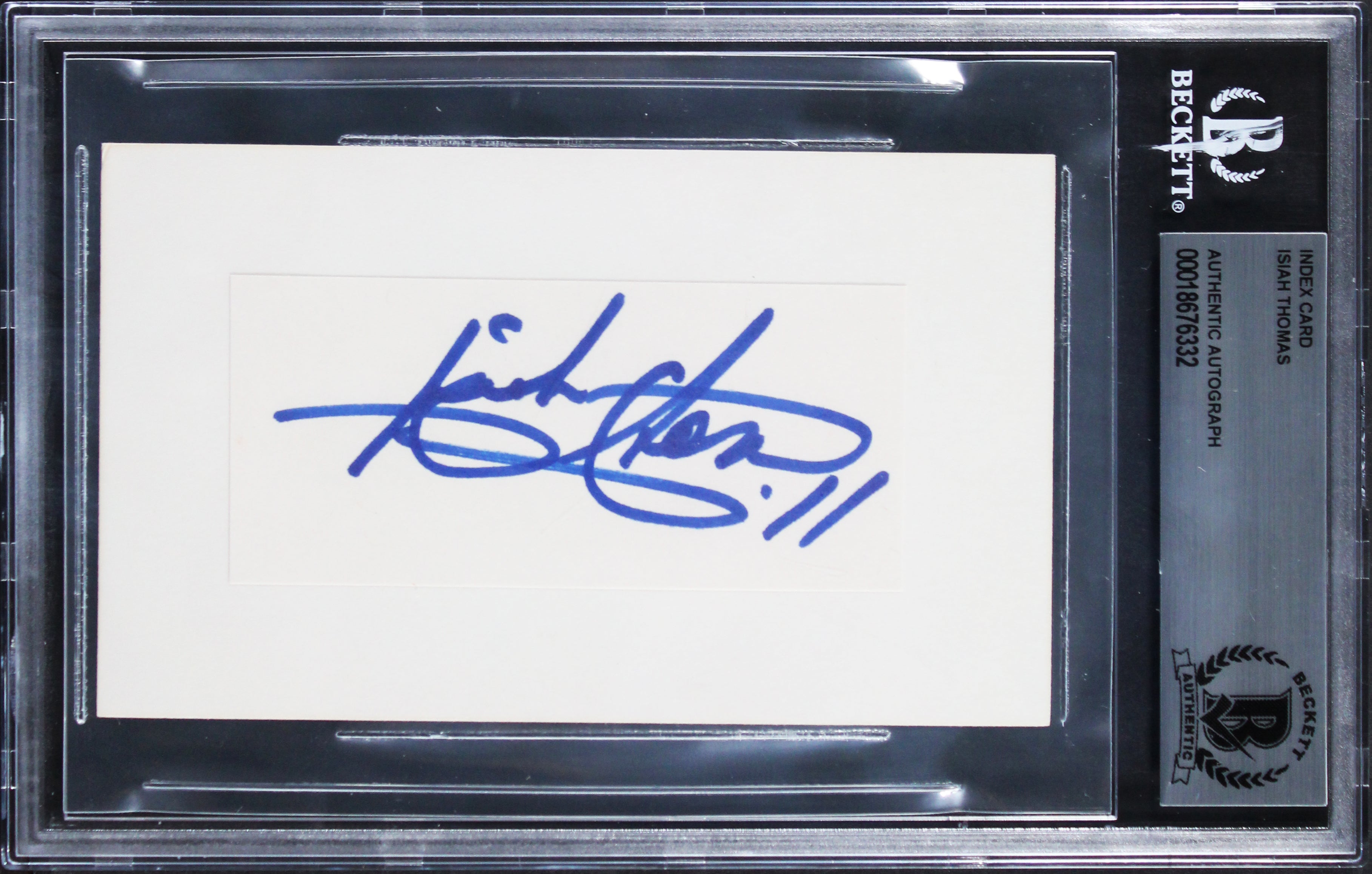 Pistons Isiah Thomas Authentic Signed 1.5x3.5 Inch Cut Signature BAS Slabbed