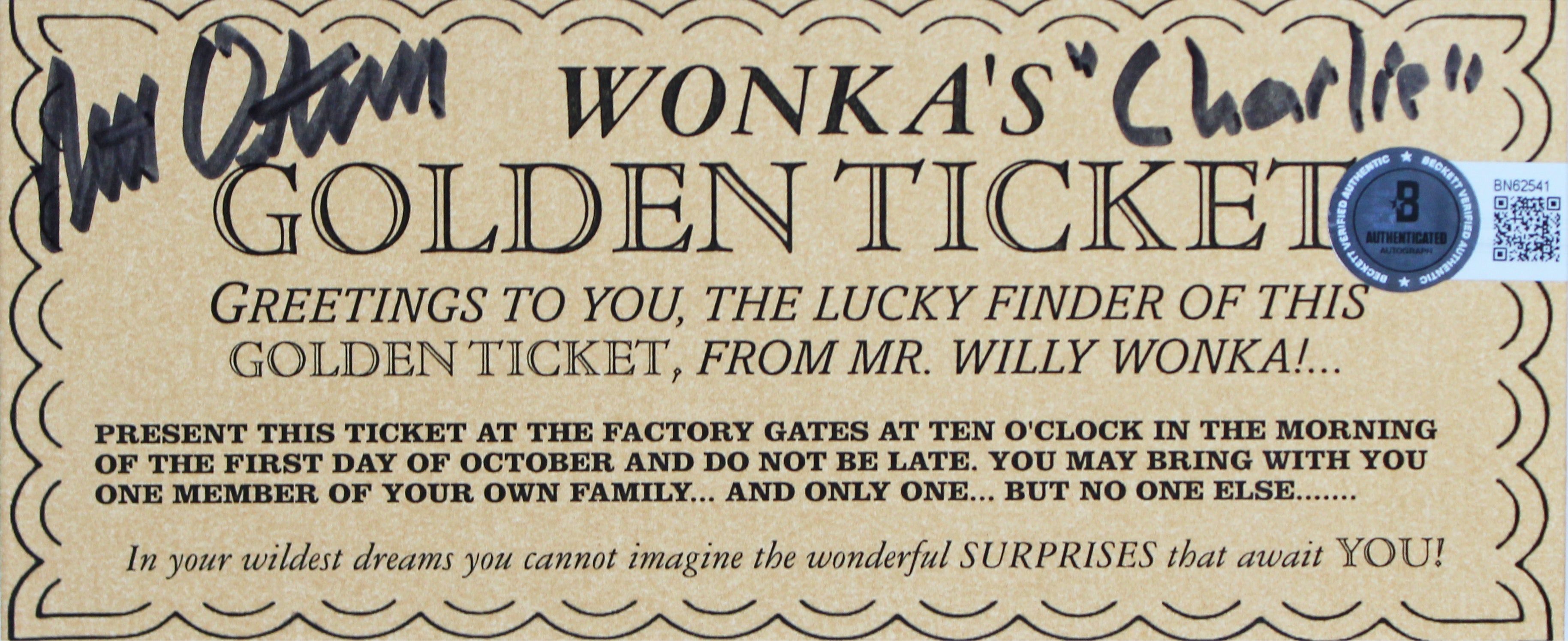 Willy Wonka Gene Wilder & Charlie Ostrum Authentic Signed Framed Display BAS JSA