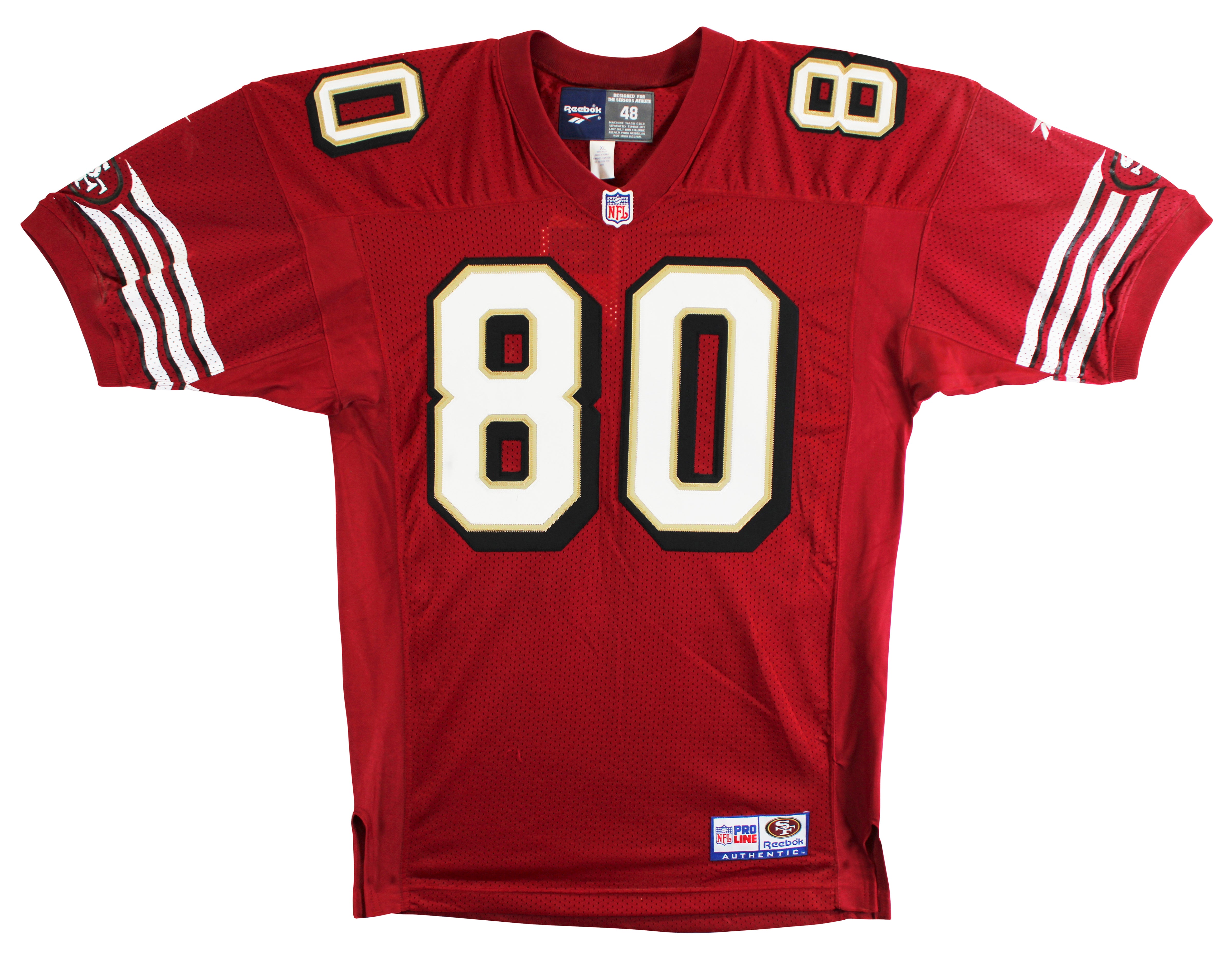 49ers Jerry Rice Authentic Signed Red Reebok NFL Proline Jersey BAS #BU55011