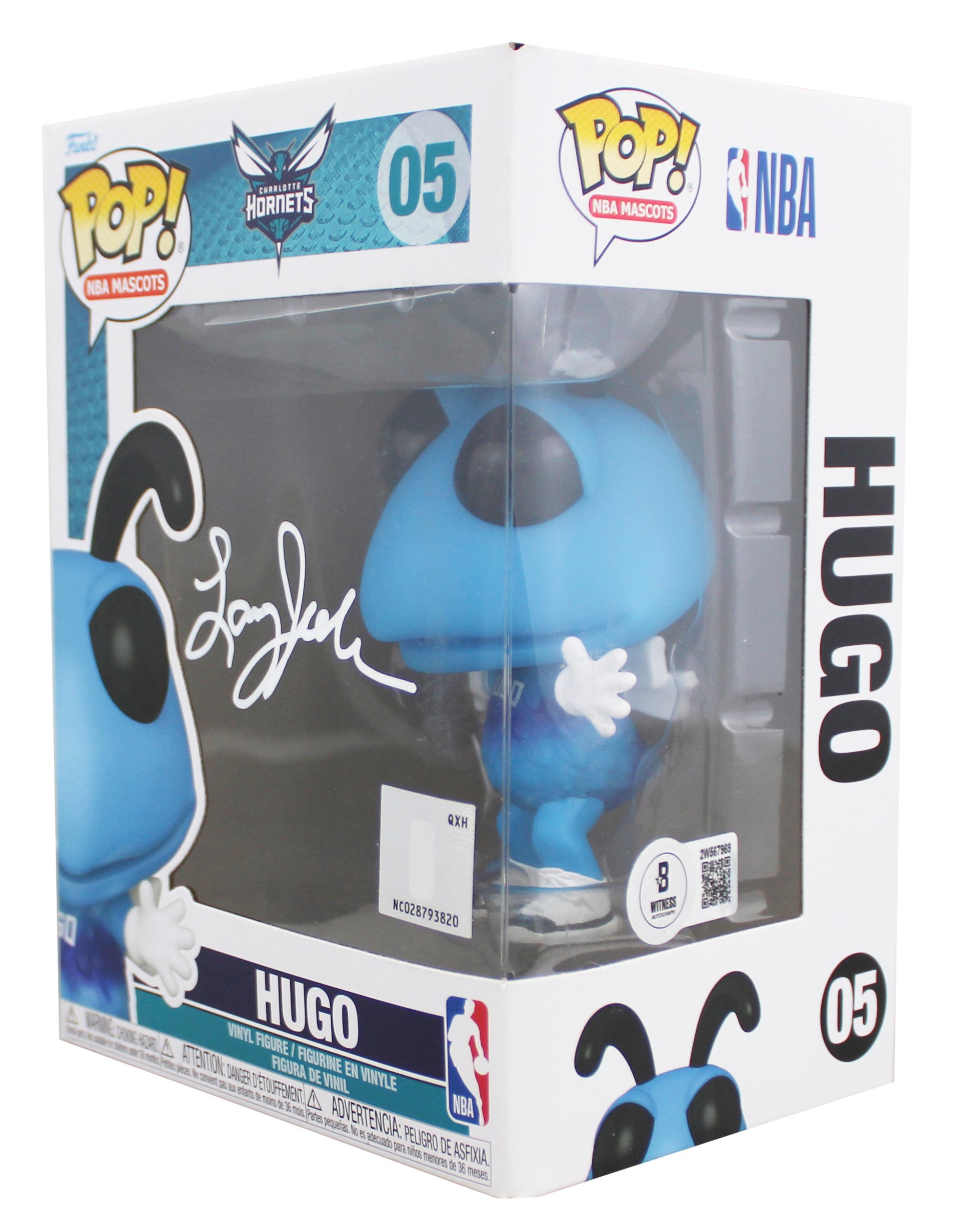 Hornets Larry Johnson Authentic Signed #05 Hugo Funko Pop BAS Wit #2W567969
